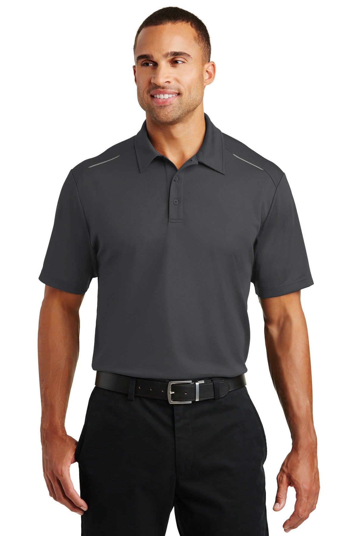 Custom logo Port Authority® Pinpoint Mesh Polo. K580 in Battleship Grey
