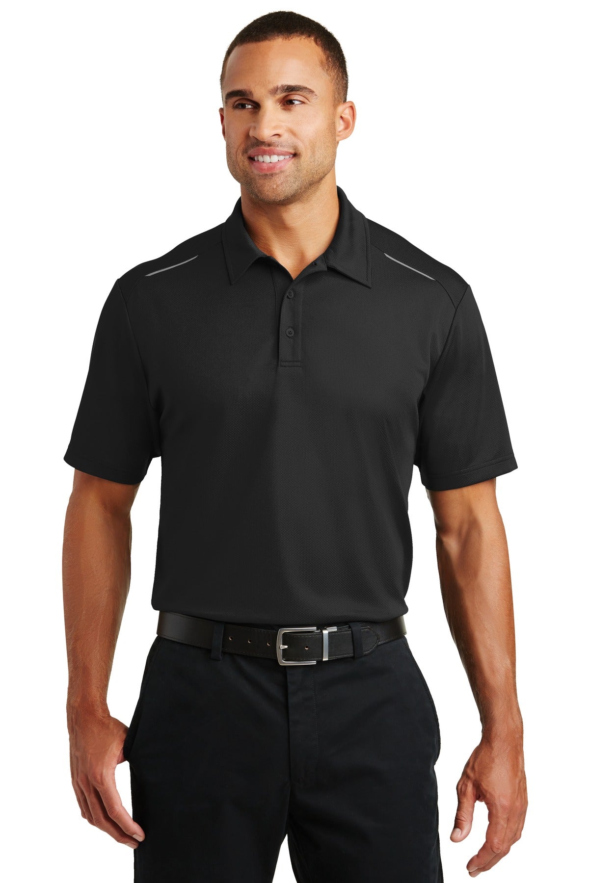 Custom logo Port Authority® Pinpoint Mesh Polo. K580 in Black