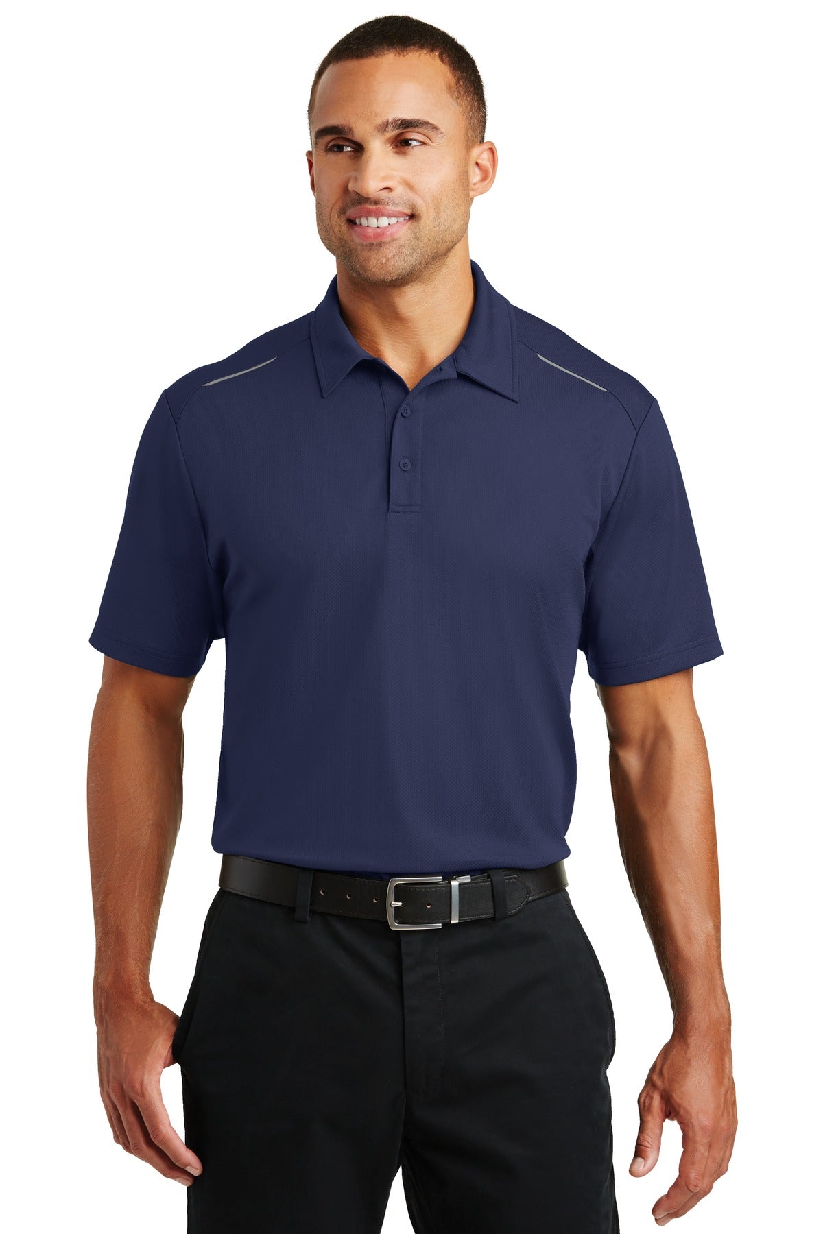 Custom logo Port Authority® Pinpoint Mesh Polo. K580 in True Navy