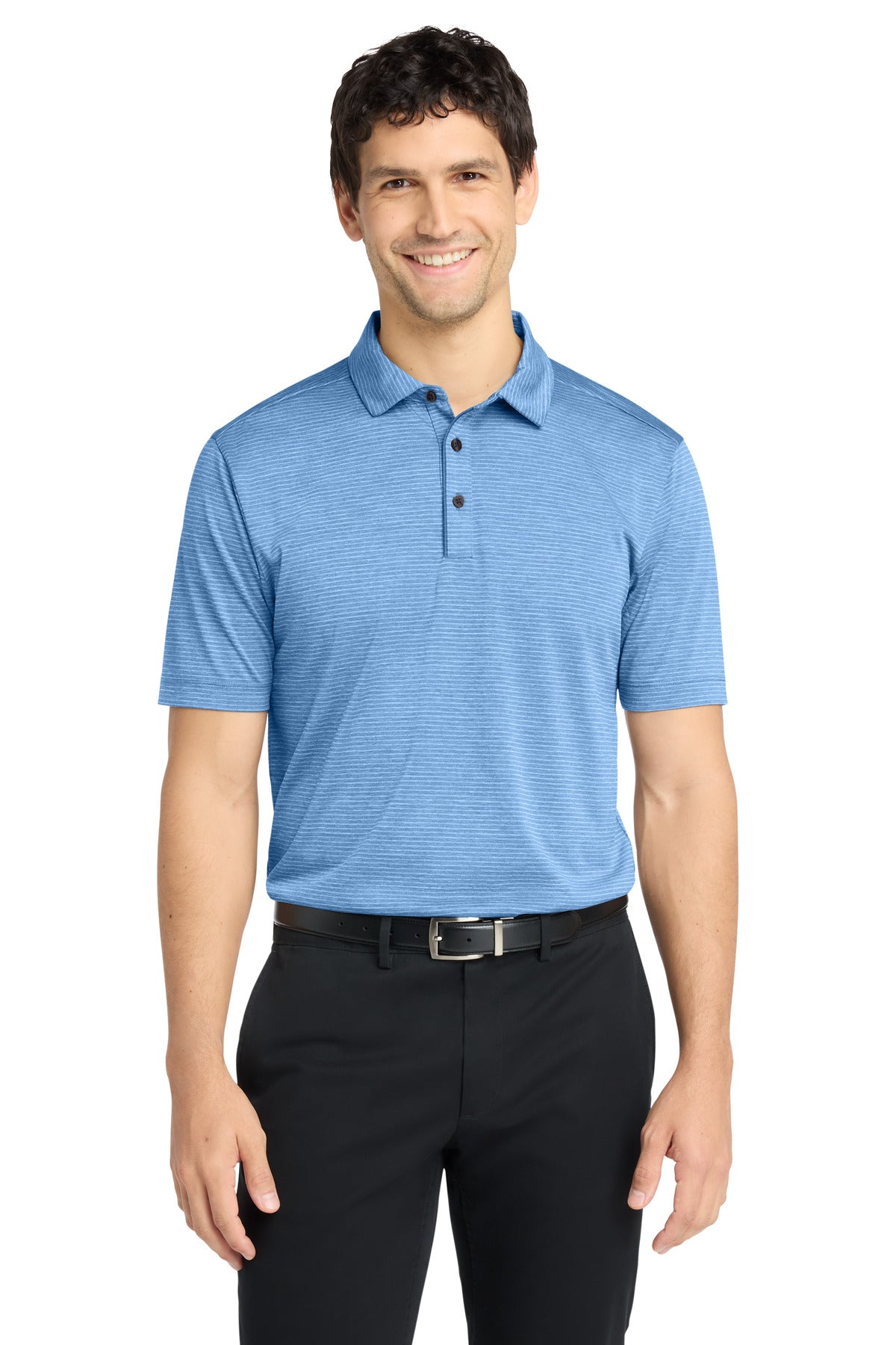 Custom logo Port Authority ® Shadow Stripe Polo. K585 in Carolina Blue