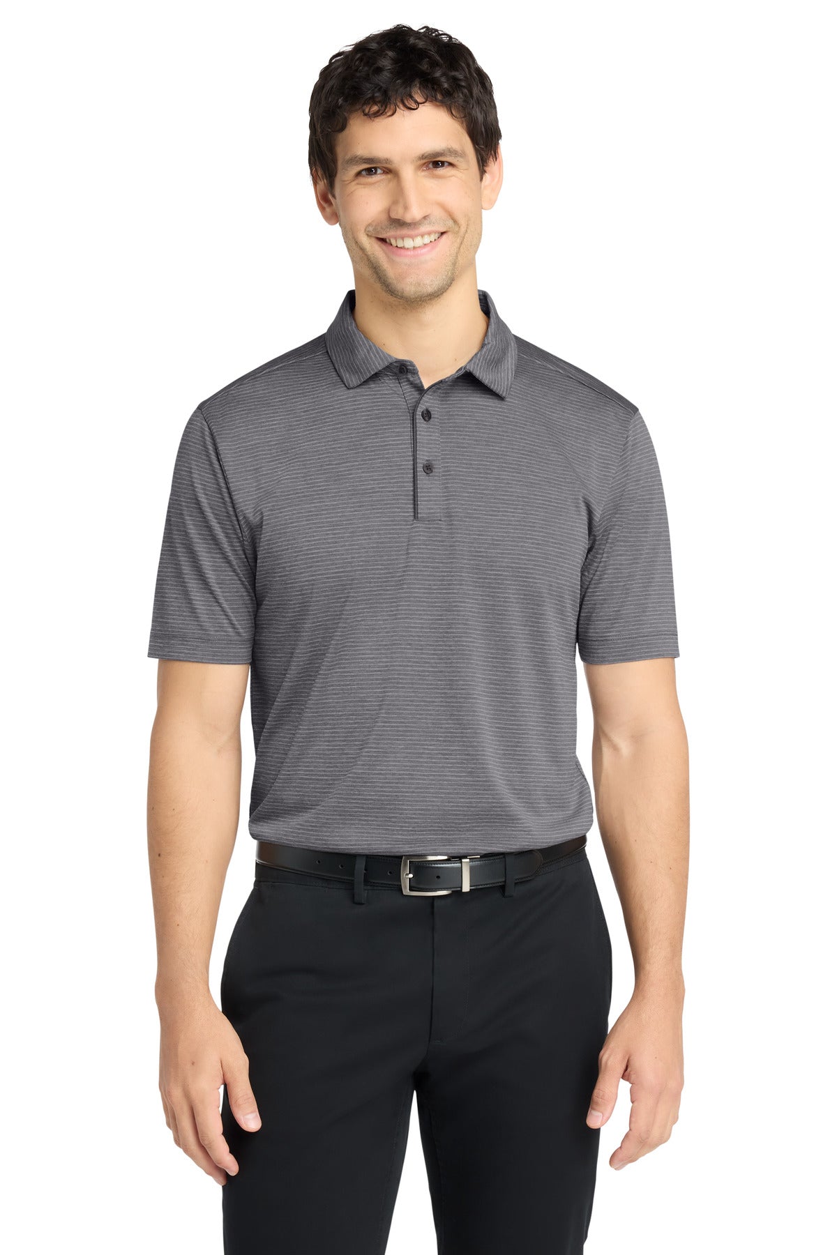 Custom logo Port Authority ® Shadow Stripe Polo. K585 in Shadow Grey