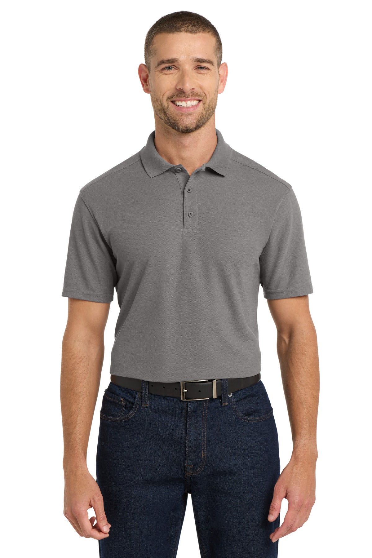 Custom logo Port Authority ® EZPerformance ™ Pique Polo. K600 in Sterling Grey
