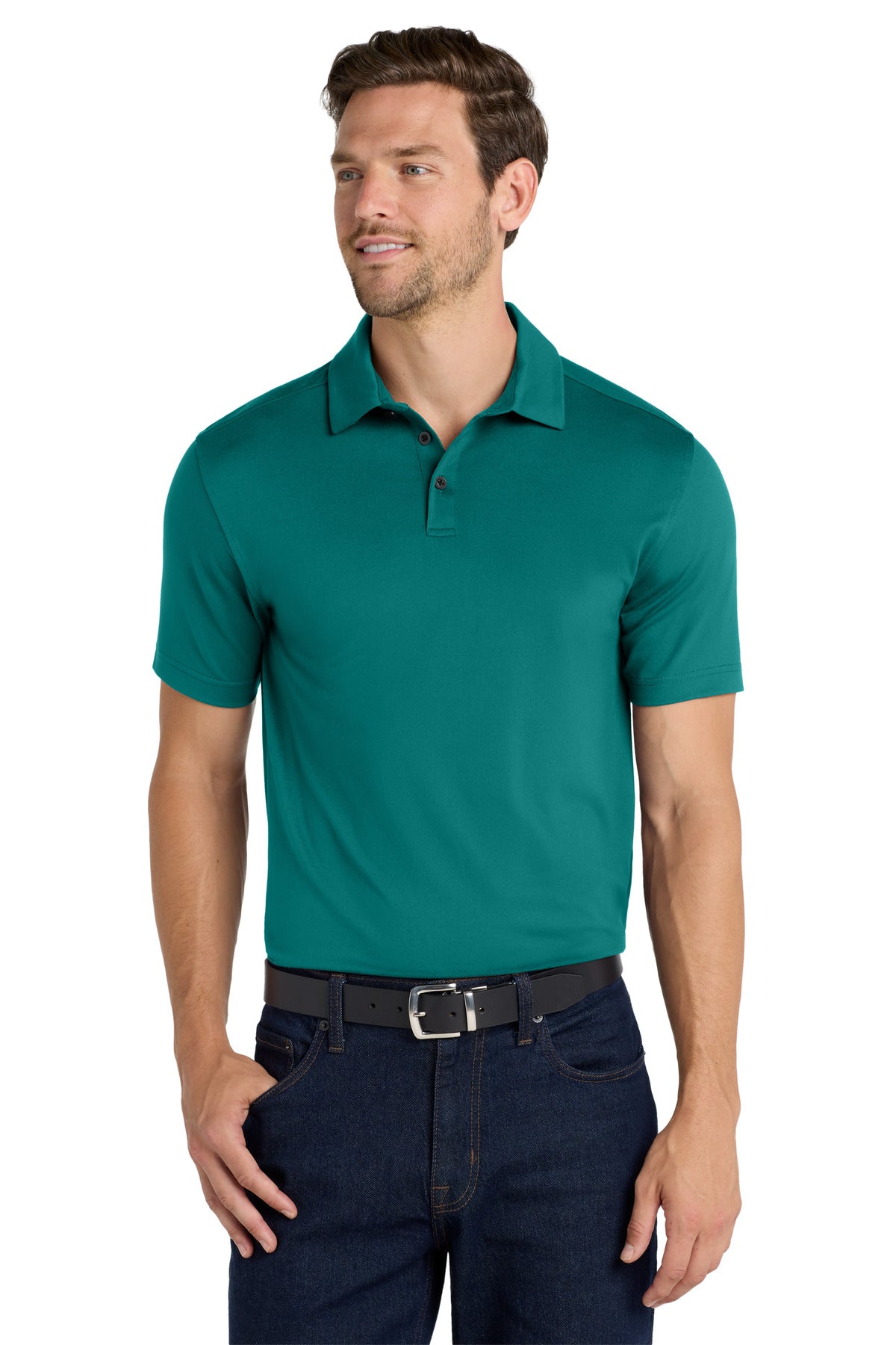 Custom logo Port Authority ® City Stretch Polo K682 in Dark Teal