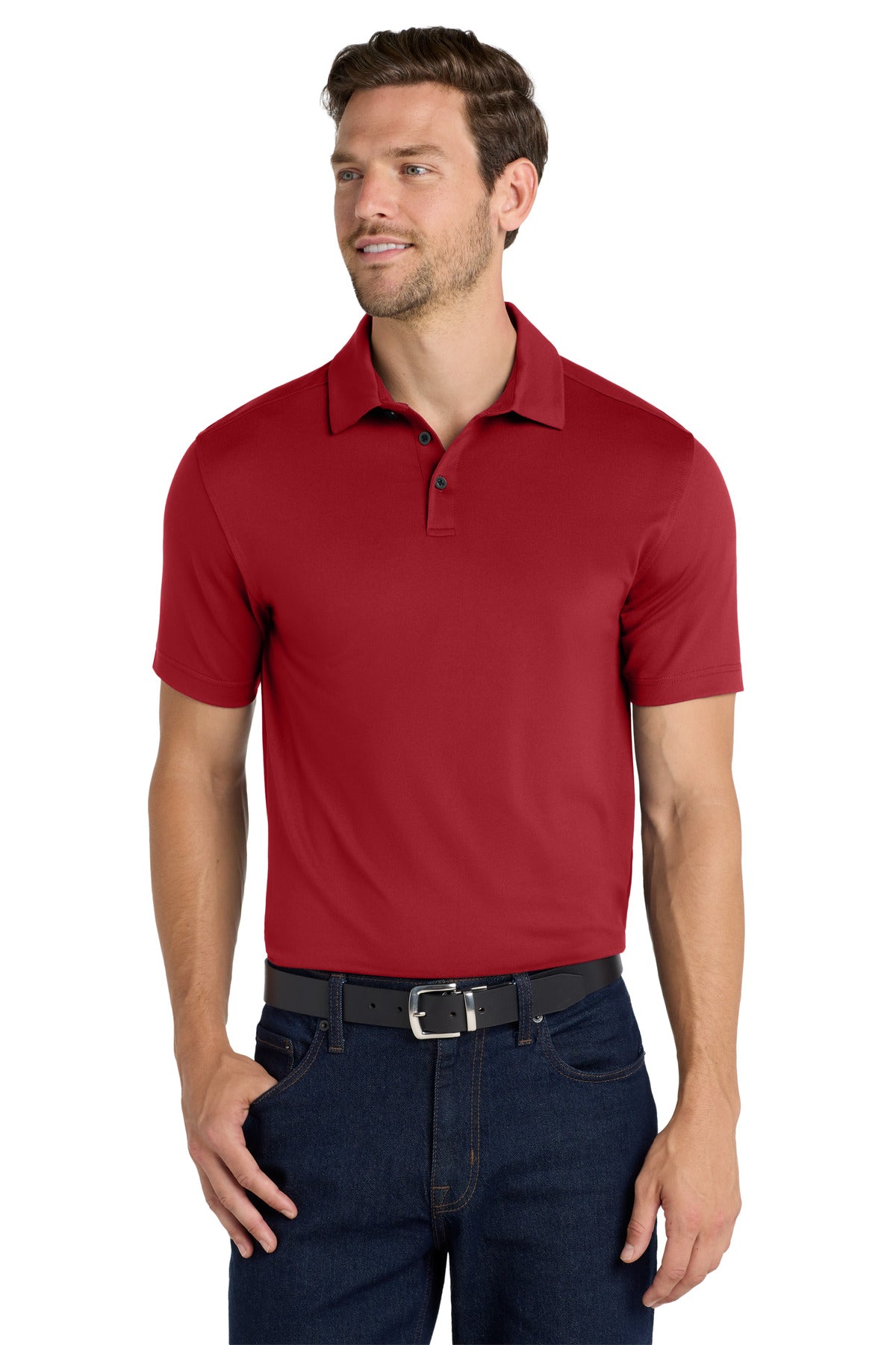 Custom logo Port Authority ® City Stretch Polo K682 in Garnet