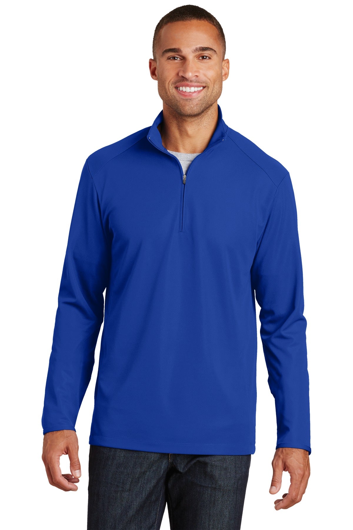 Custom logo Port Authority® Pinpoint Mesh 1/2-Zip. K806 in True Royal