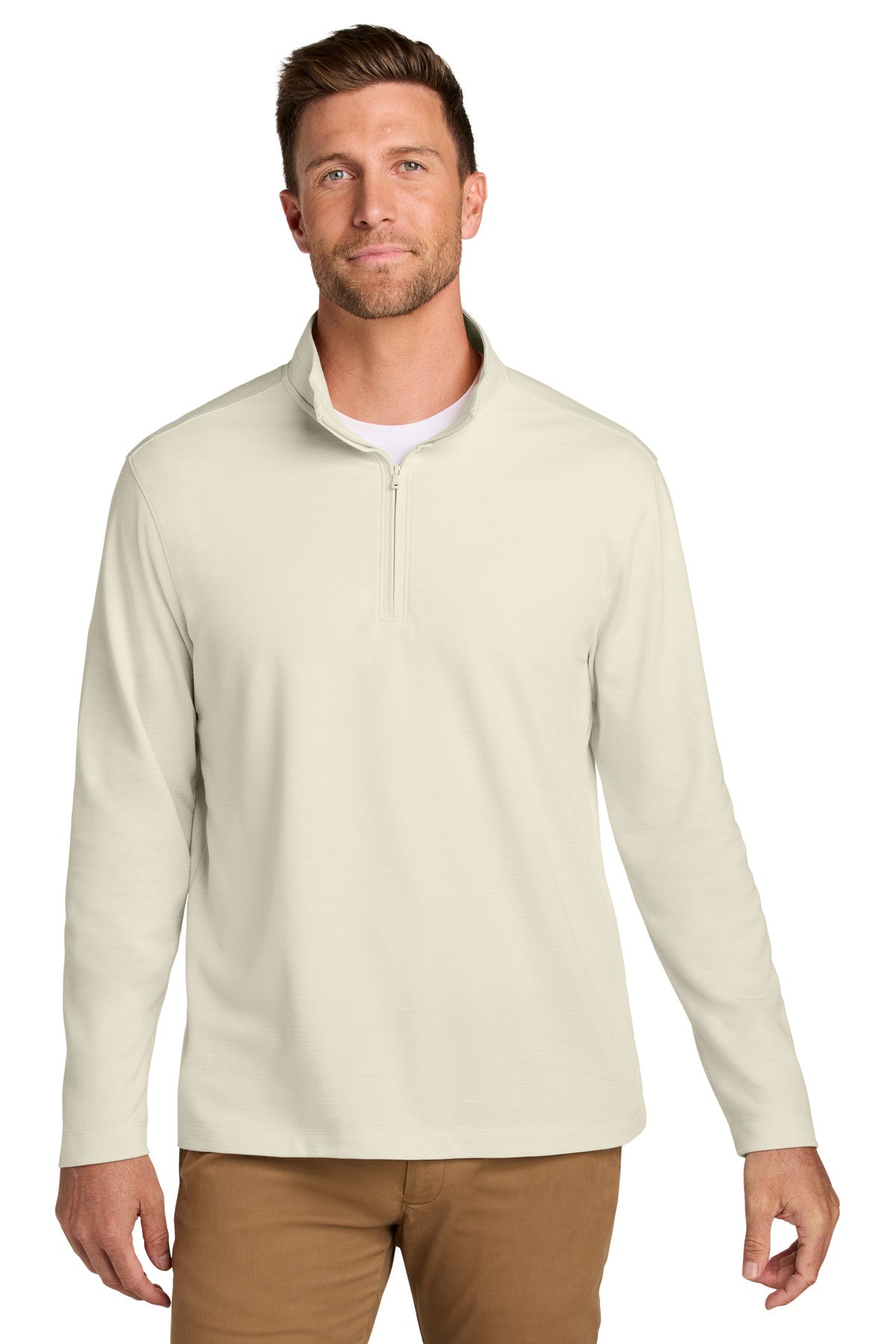Custom logo Port Authority® Breakwater 1/4-Zip Pullover K820 in Parchment