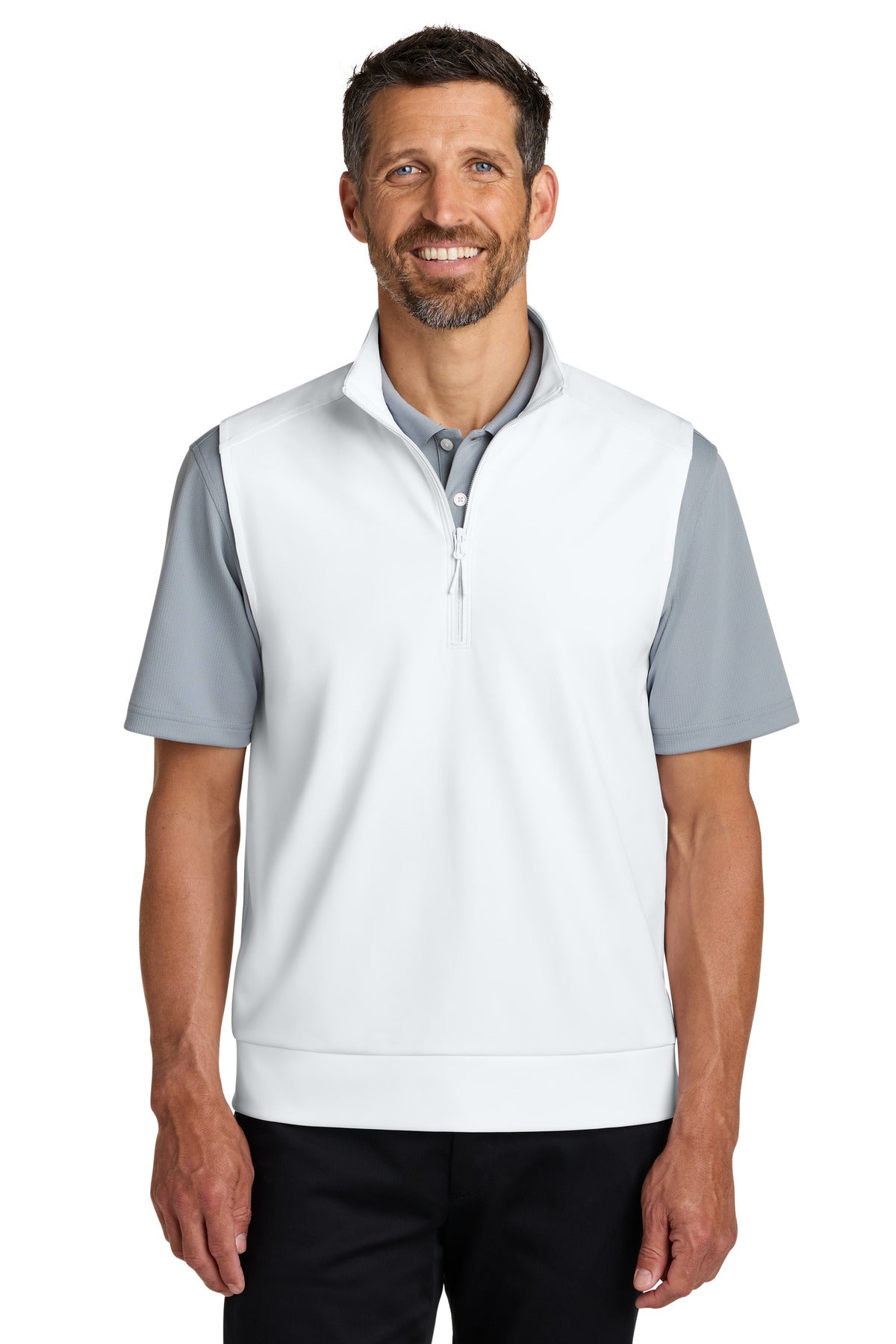Custom logo Port Authority® C-FREE® Double Knit 1/4-Zip Vest K880V in White