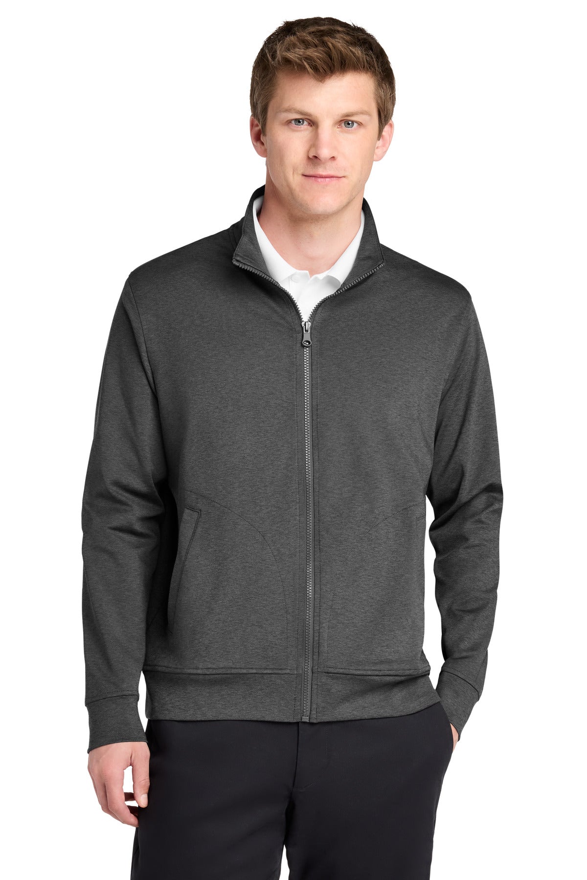 Custom logo Port Authority® C-FREE® Double Knit Full-Zip K881 in Grey Steel Heather