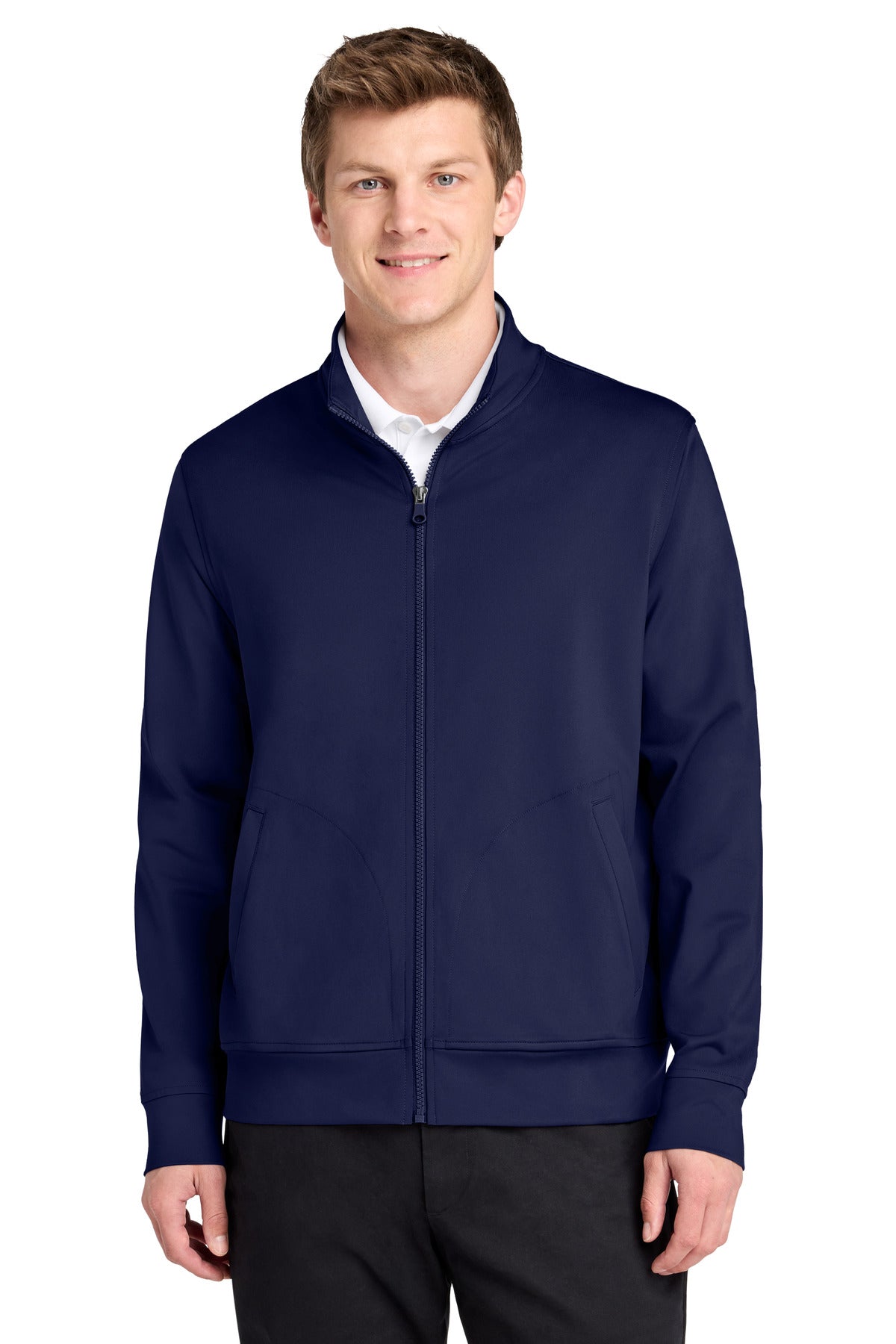 Custom logo Port Authority® C-FREE® Double Knit Full-Zip K881 in True Navy