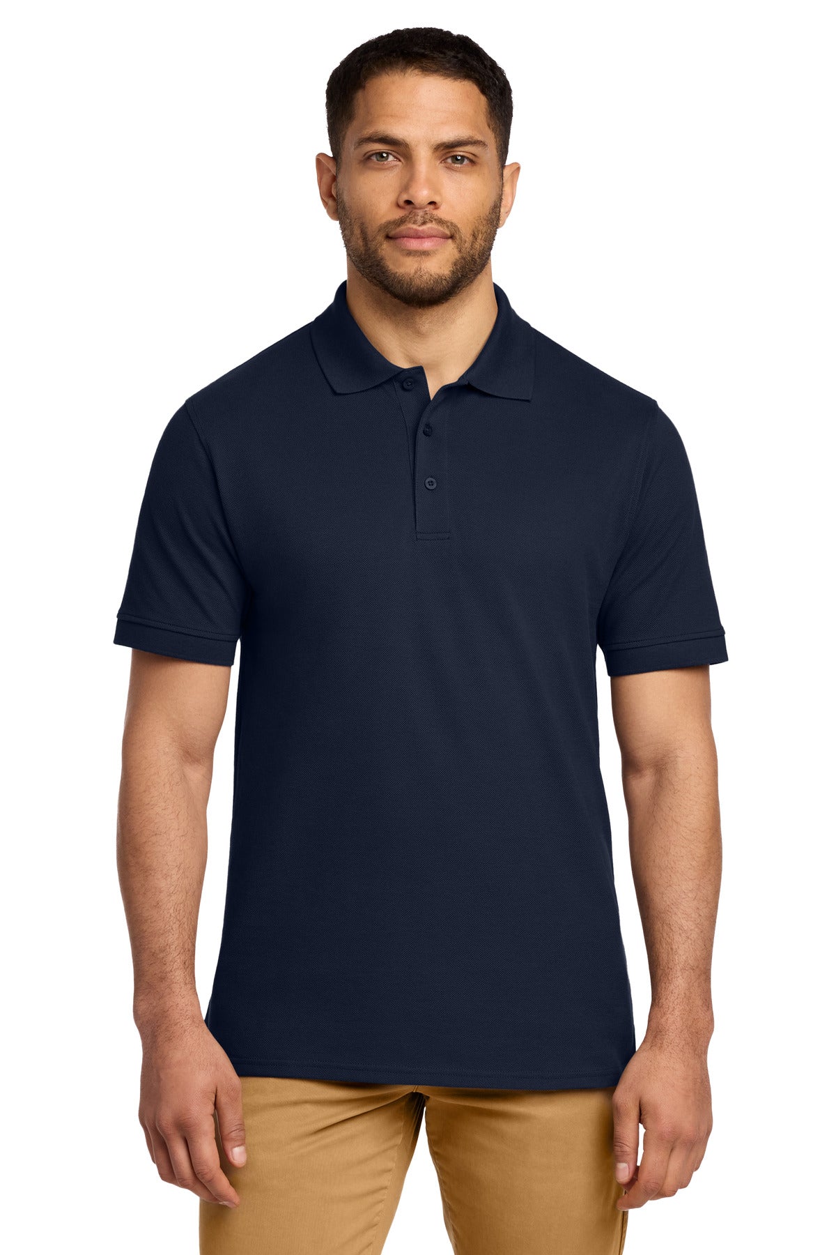 Custom logo Port & Co® Combed Ring Spun Pique Polo. KP1500 in Deep Navy