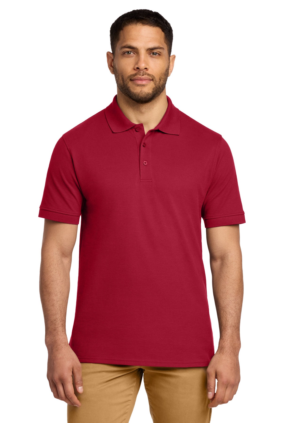 Custom logo Port & Co® Combed Ring Spun Pique Polo. KP1500 in Red