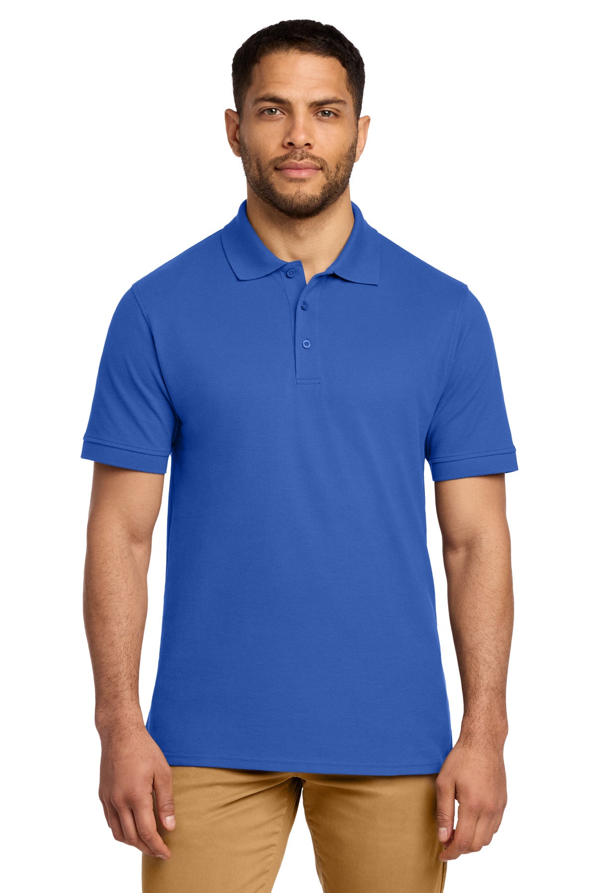 Custom logo Port & Co® Combed Ring Spun Pique Polo. KP1500 in Royal
