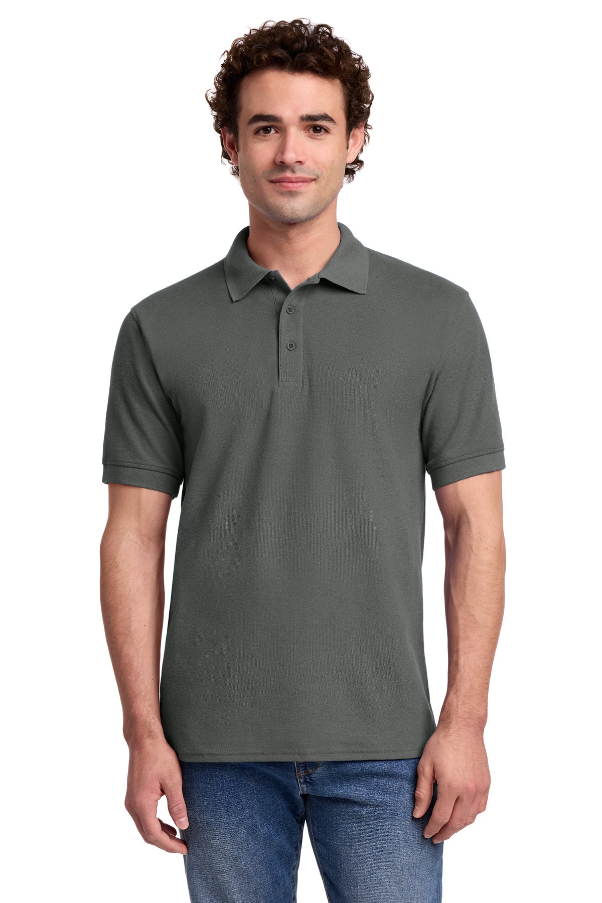 Custom logo Port & Co® Core Blend Pique Polo. KP155 in Charcoal