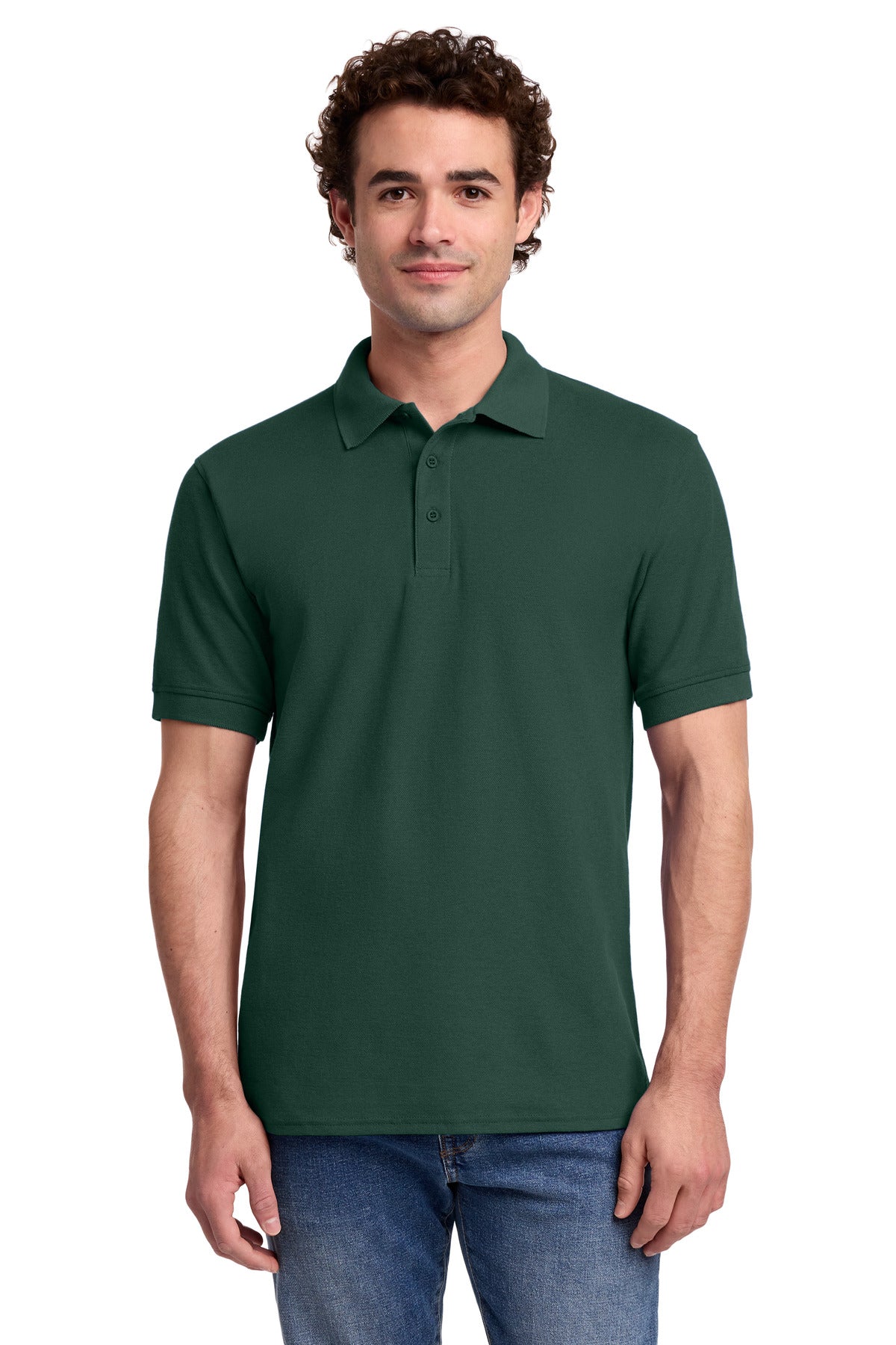 Custom logo Port & Co® Core Blend Pique Polo. KP155 in Dark Green