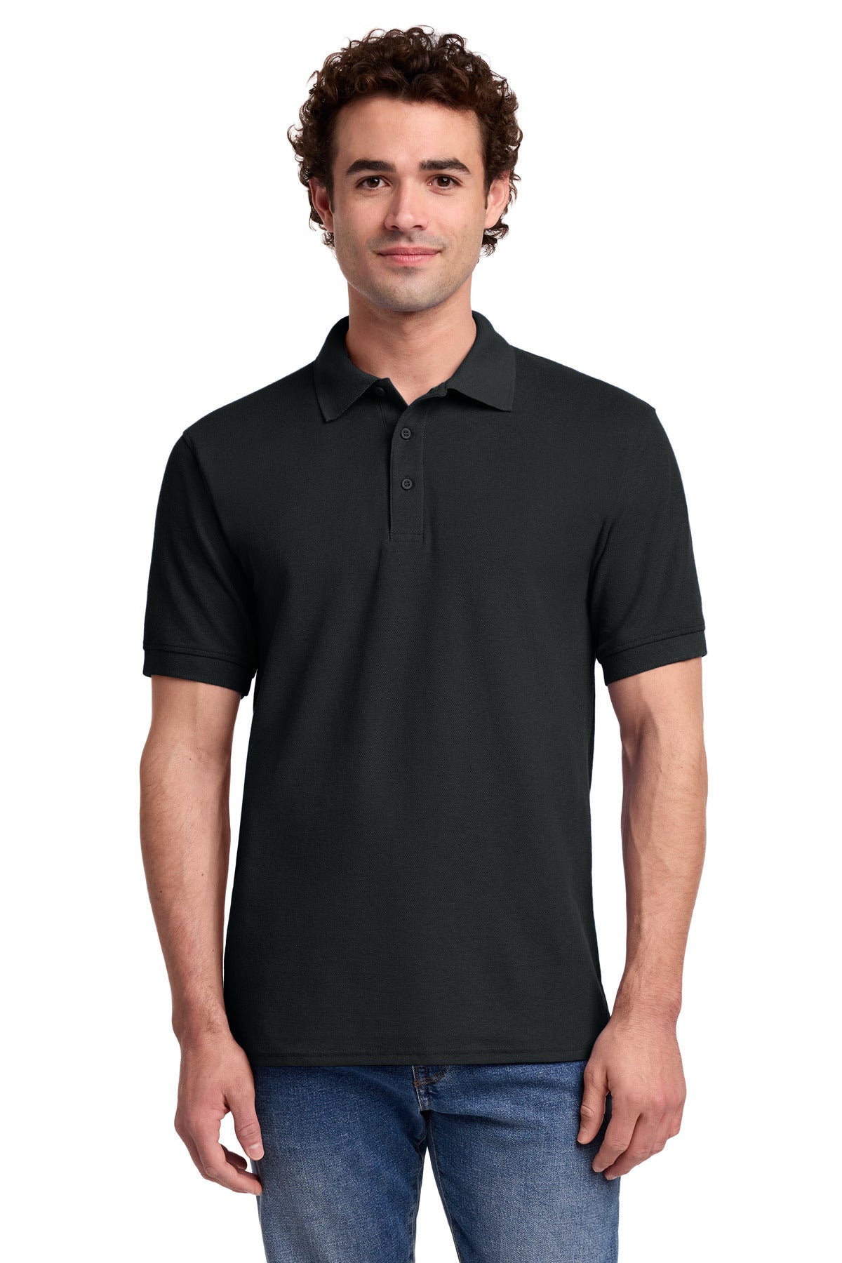 Custom logo Port & Co® Core Blend Pique Polo. KP155 in Jet Black