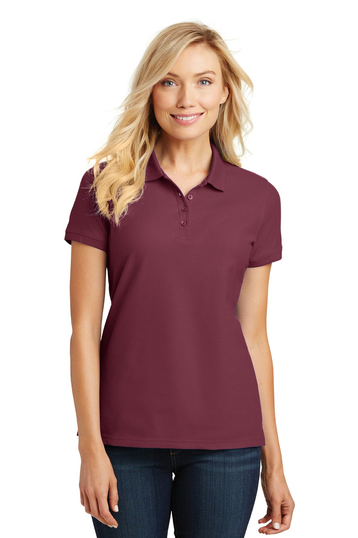 Custom logo Port Authority® Women's Core Classic Pique Polo. L100 in Burgundy