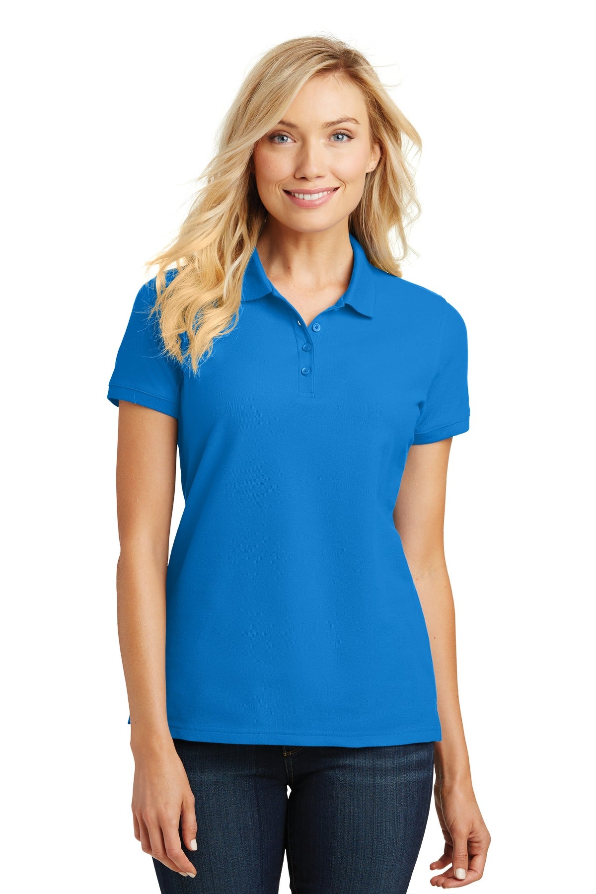 Custom logo Port Authority® Women's Core Classic Pique Polo. L100 in Coastal Blue