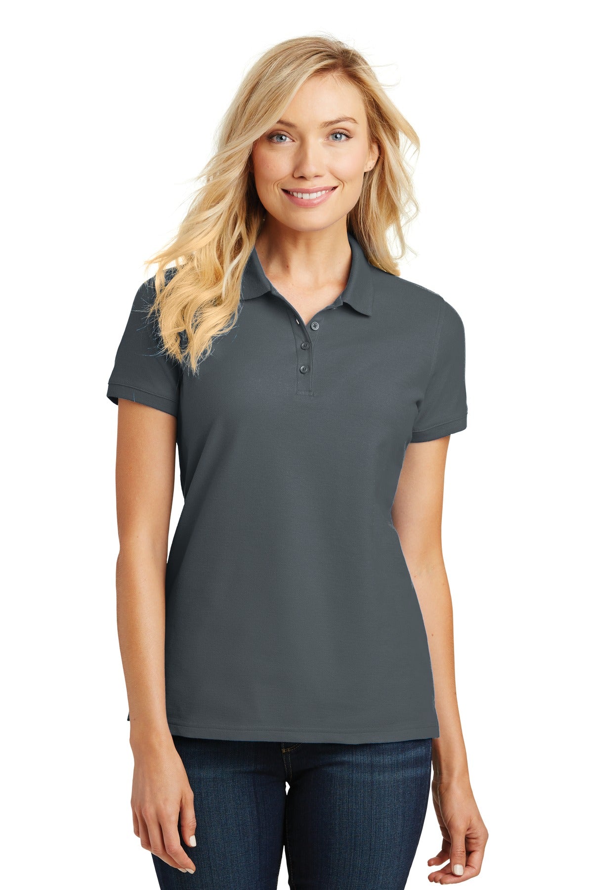 Custom logo Port Authority® Women's Core Classic Pique Polo. L100 in Graphite