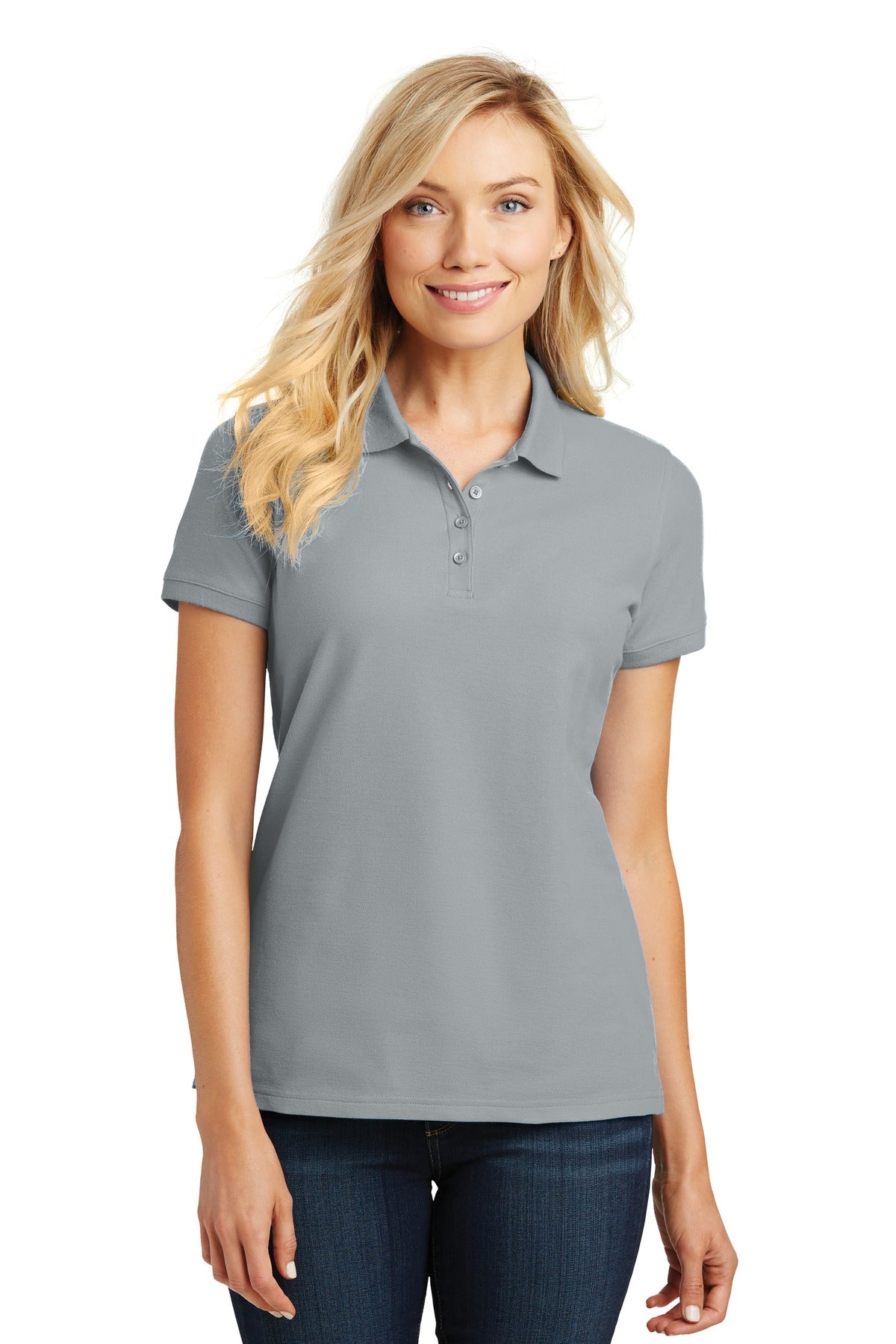 Custom logo Port Authority® Women's Core Classic Pique Polo. L100 in Gusty Grey