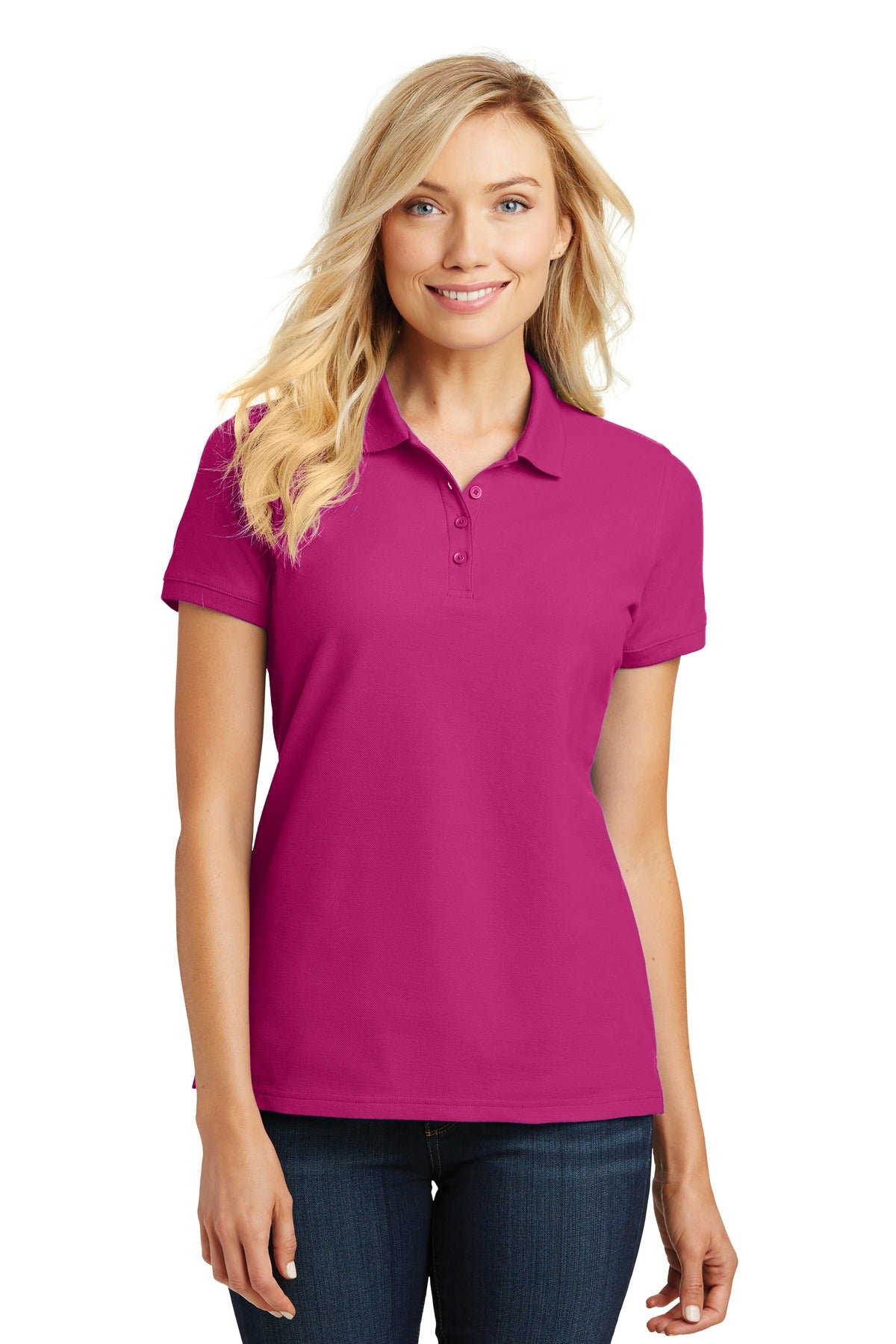 Custom logo Port Authority® Women's Core Classic Pique Polo. L100 in Pink Azalea