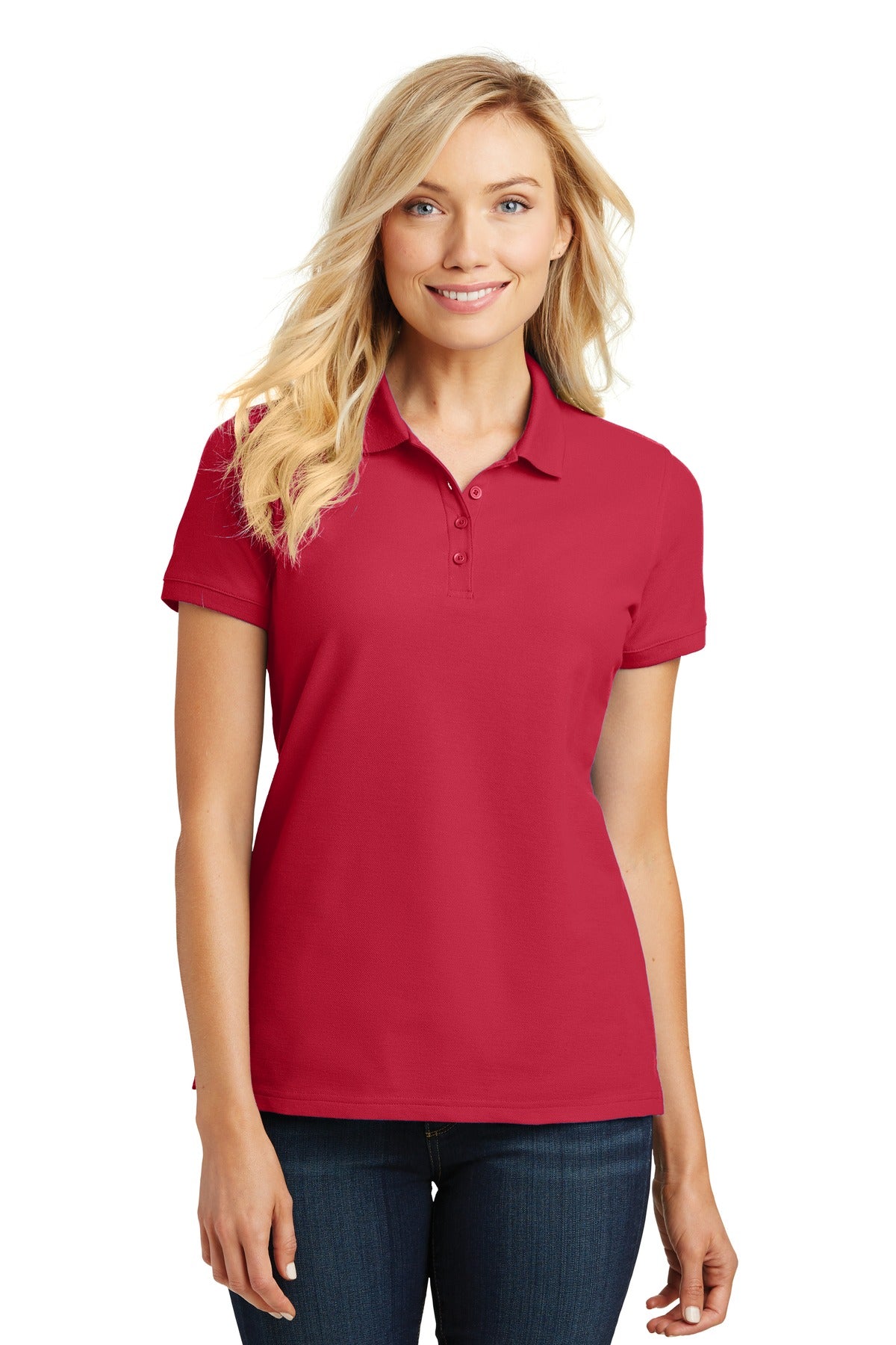 Custom logo Port Authority® Women's Core Classic Pique Polo. L100 in Rich Red