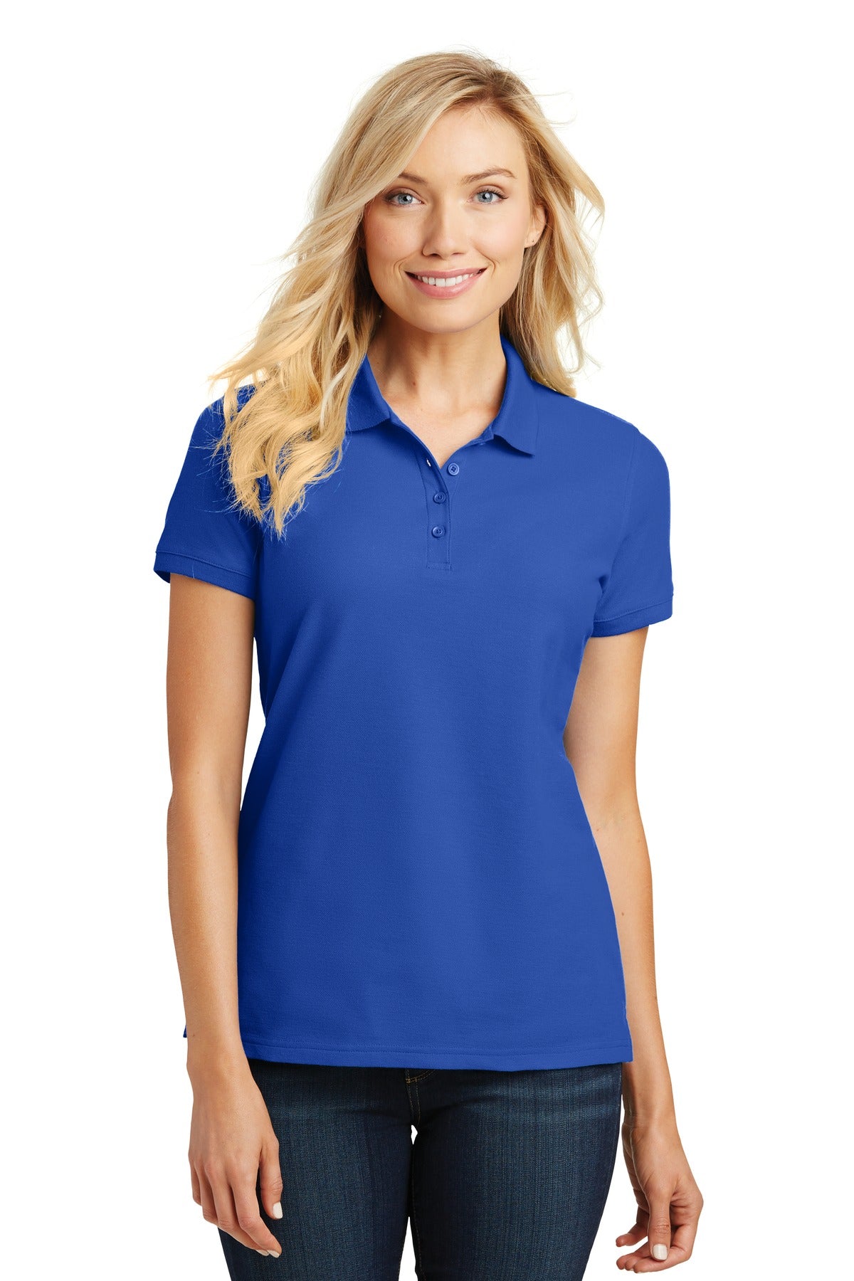 Custom logo Port Authority® Women's Core Classic Pique Polo. L100 in True Royal