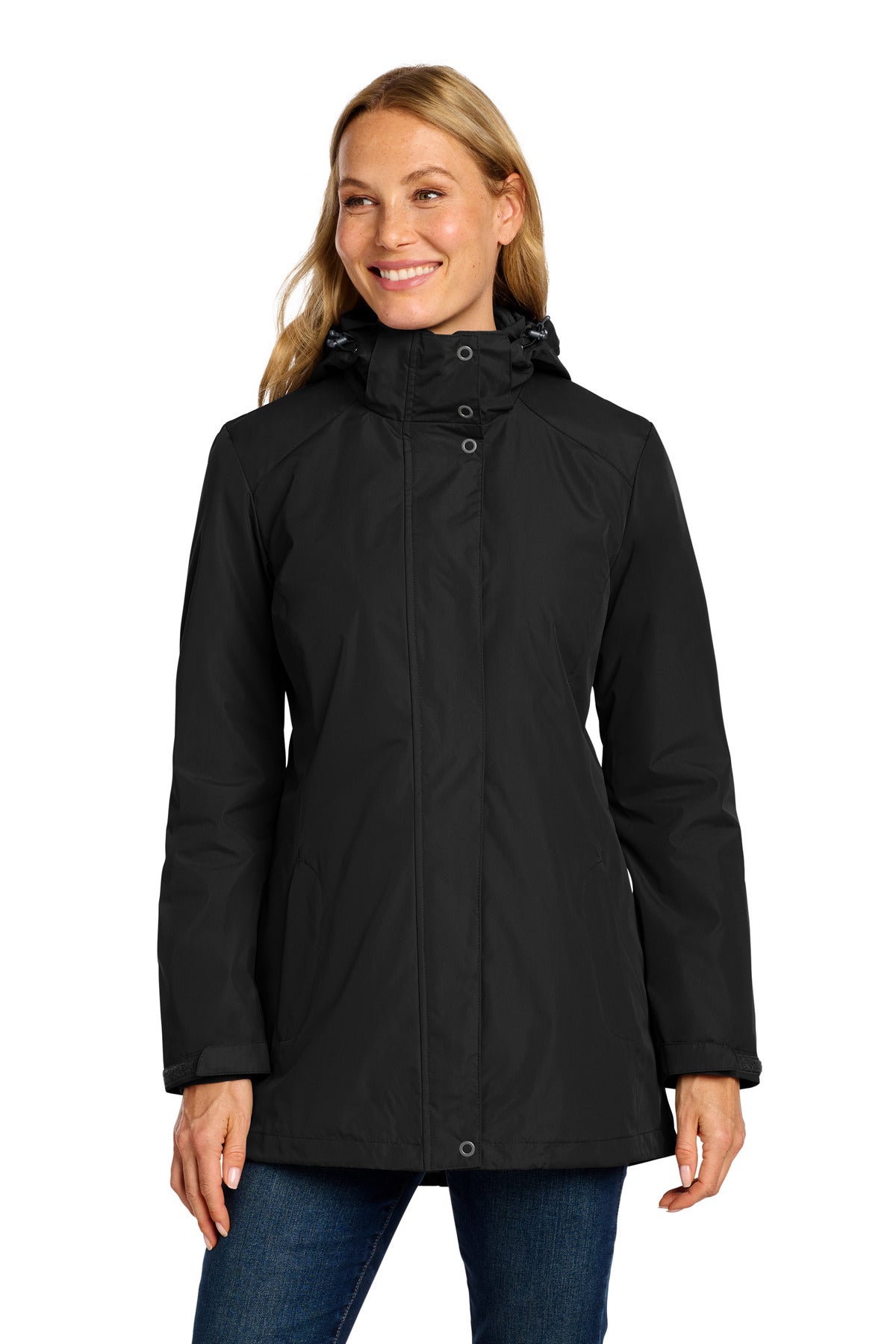 Custom logo Port Authority® Women's All-Weather 3-in-1 Jacket L123 in Black