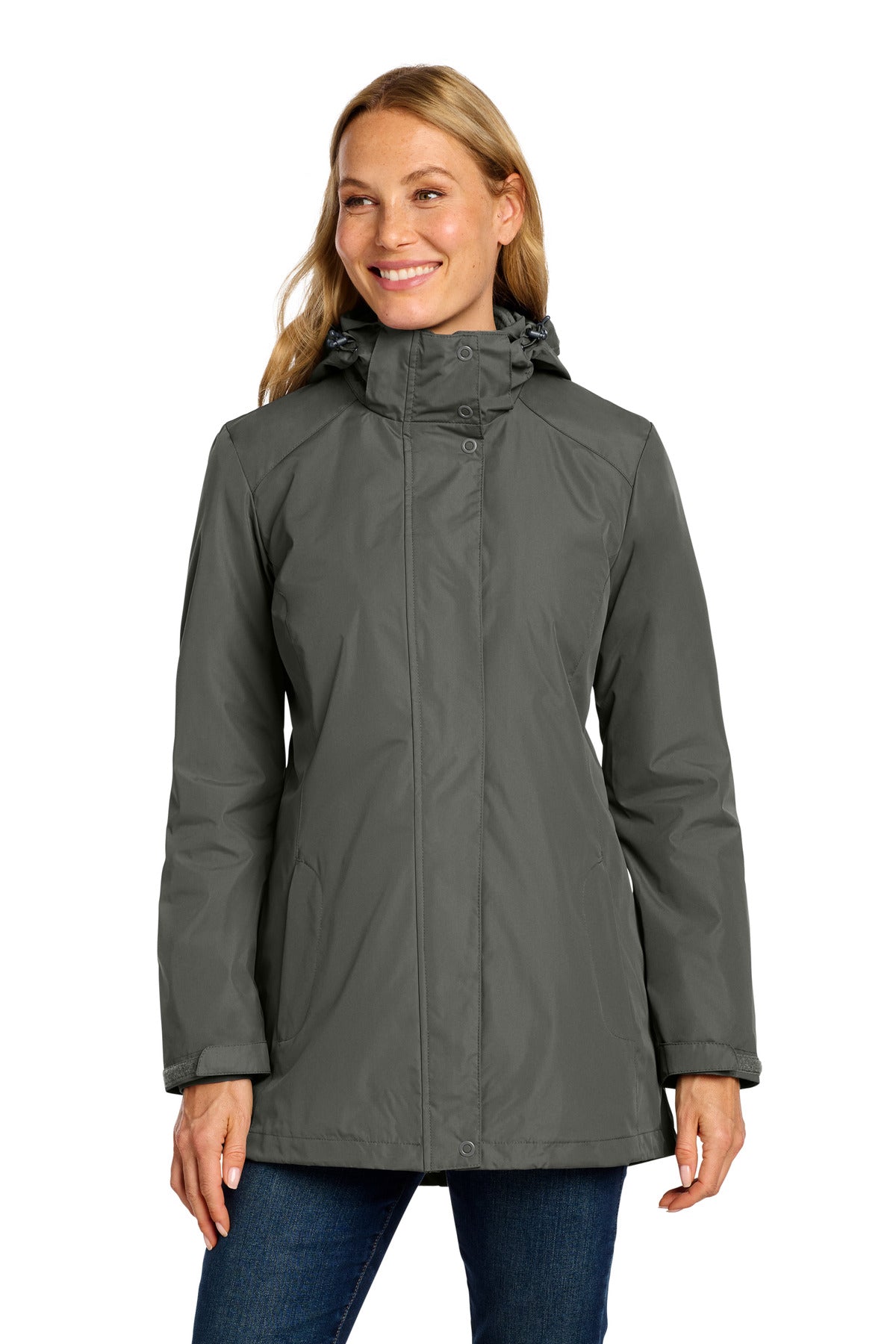 Custom logo Port Authority® Women's All-Weather 3-in-1 Jacket L123 in Storm Grey