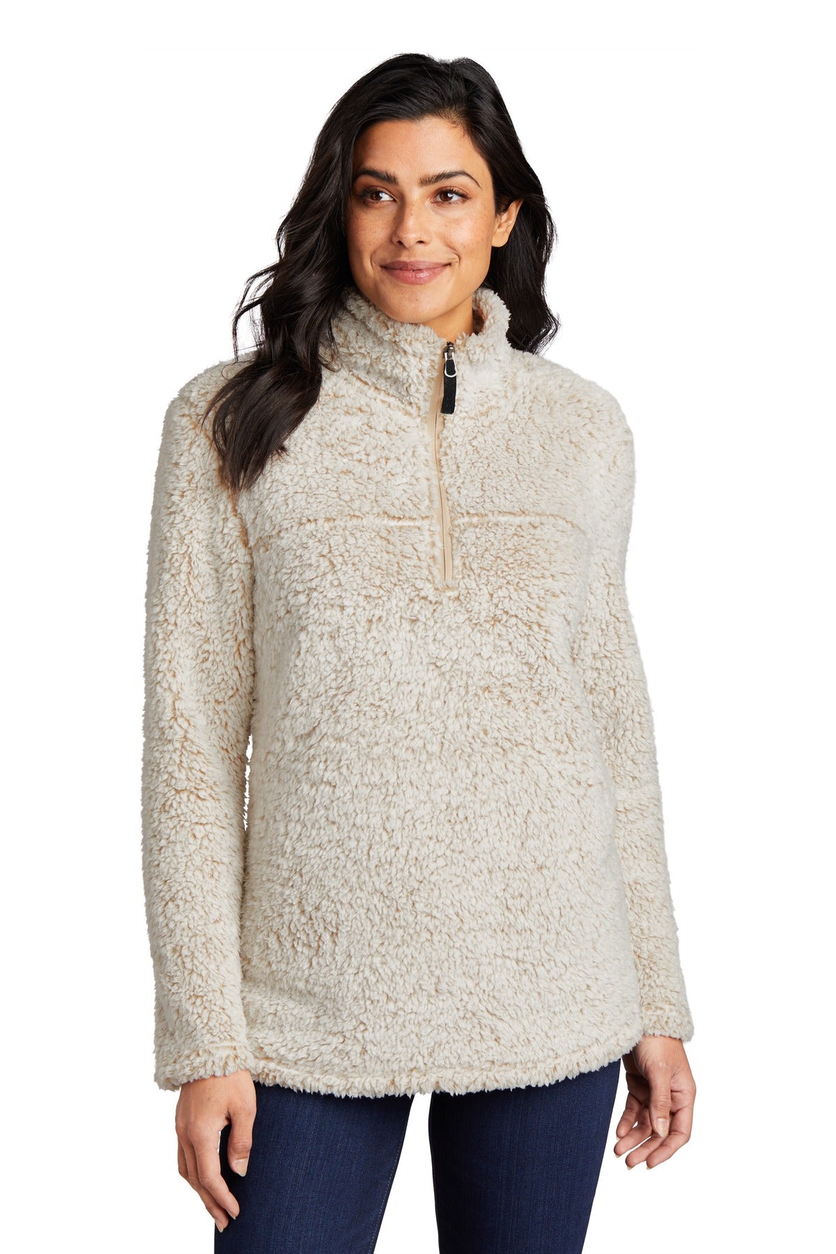 Custom logo Port Authority® Women's Cozy 1/4-Zip Fleece L130 in Oatmeal Heather
