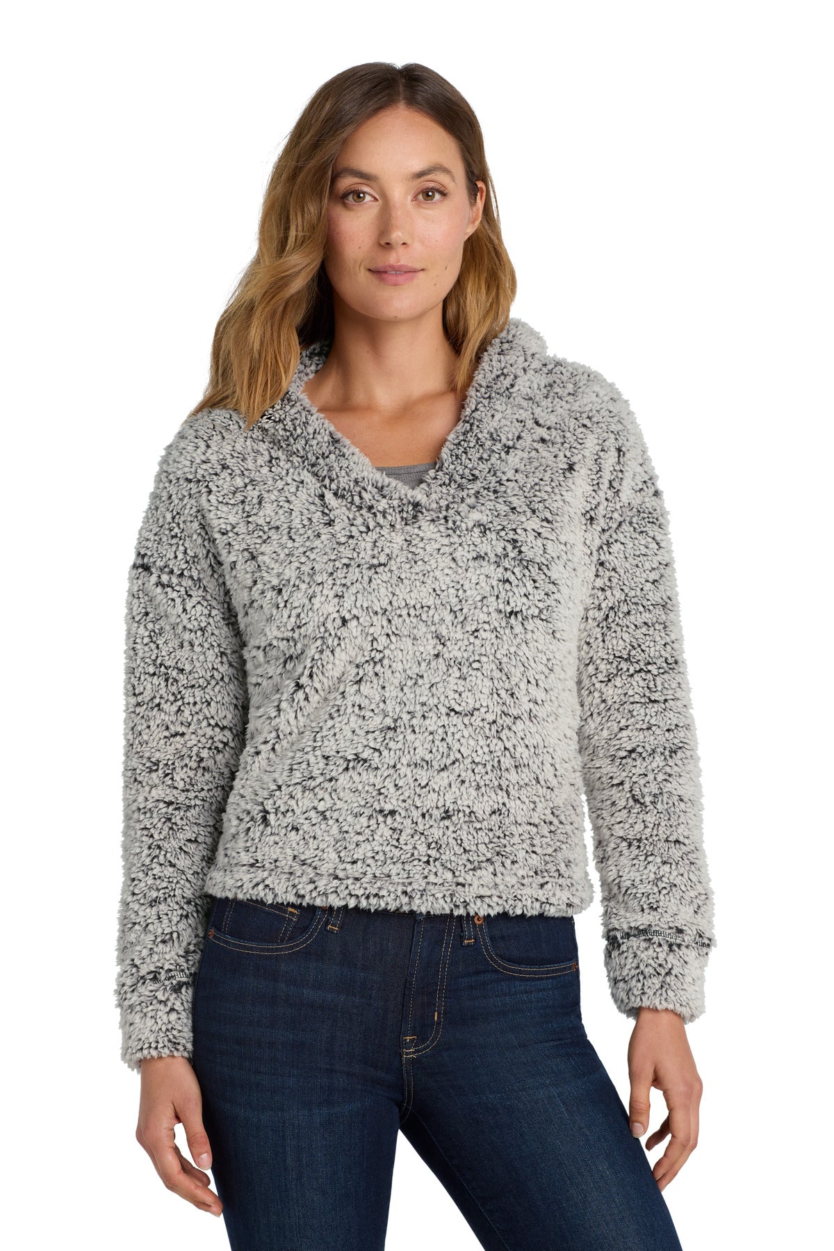 Custom logo Port Authority ® Women's Cozy Fleece Hoodie. L132 in Grey Heather