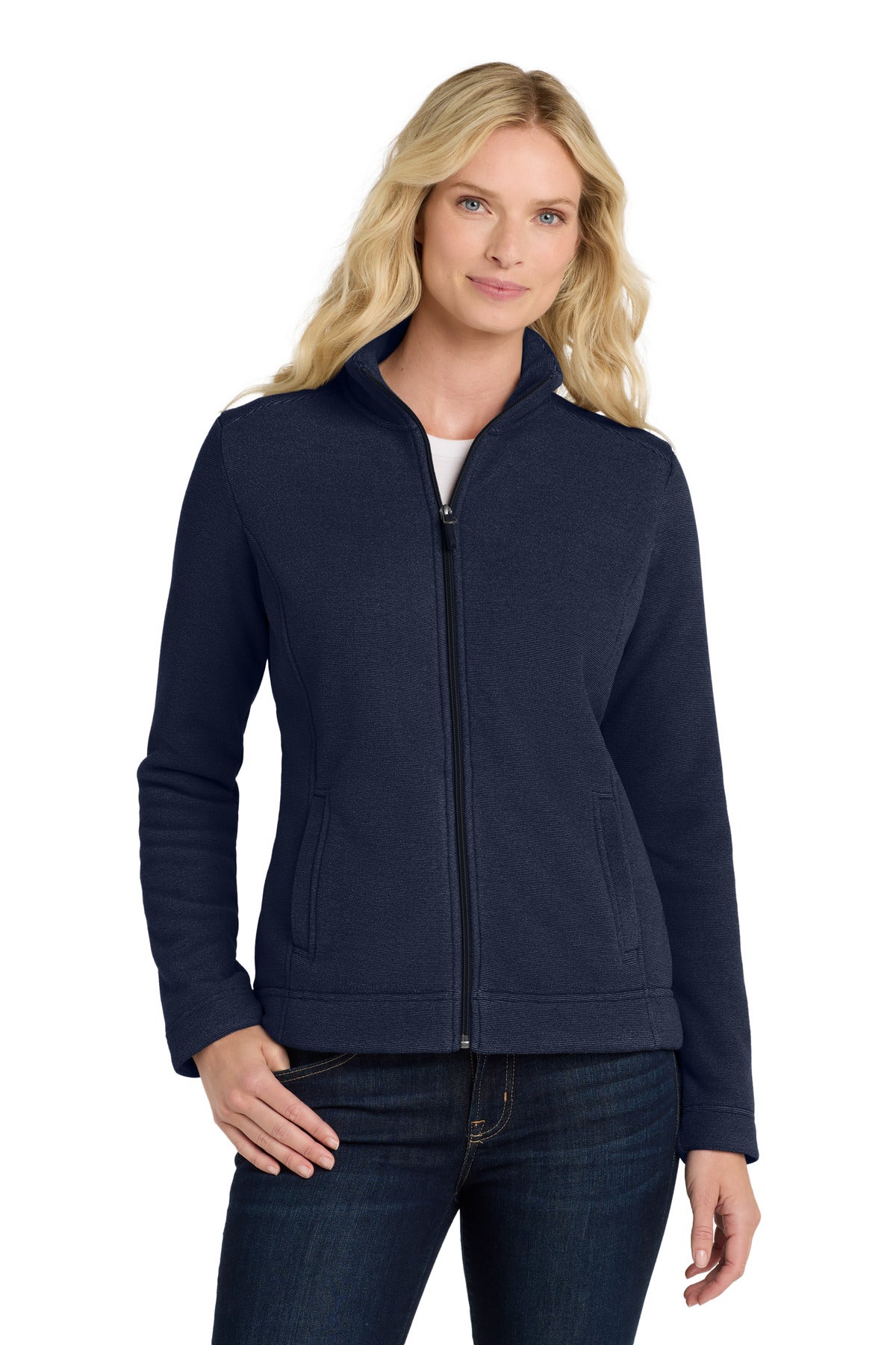 Custom logo Port Authority ® Women's Ultra Warm Brushed Fleece Jacket. L211 in Insignia Blue/ River Blue Navy