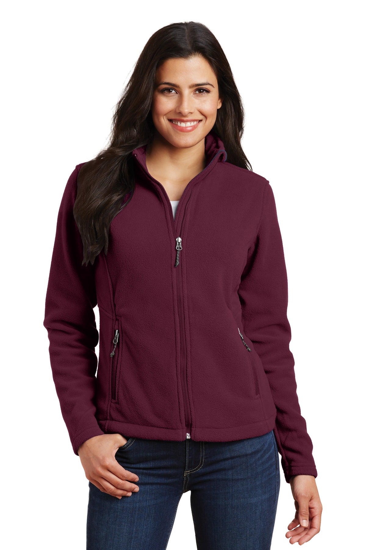 Custom logo Port Authority® Women's Value Fleece Jacket. L217 in Maroon
