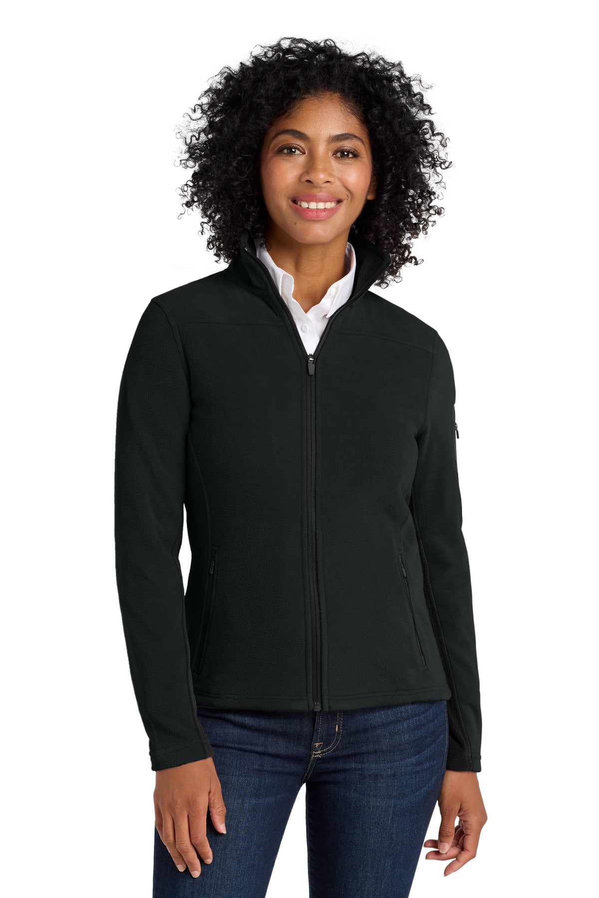 Custom logo Port Authority® Women's Summit Fleece Full-Zip Jacket. L233 in Black/ Black