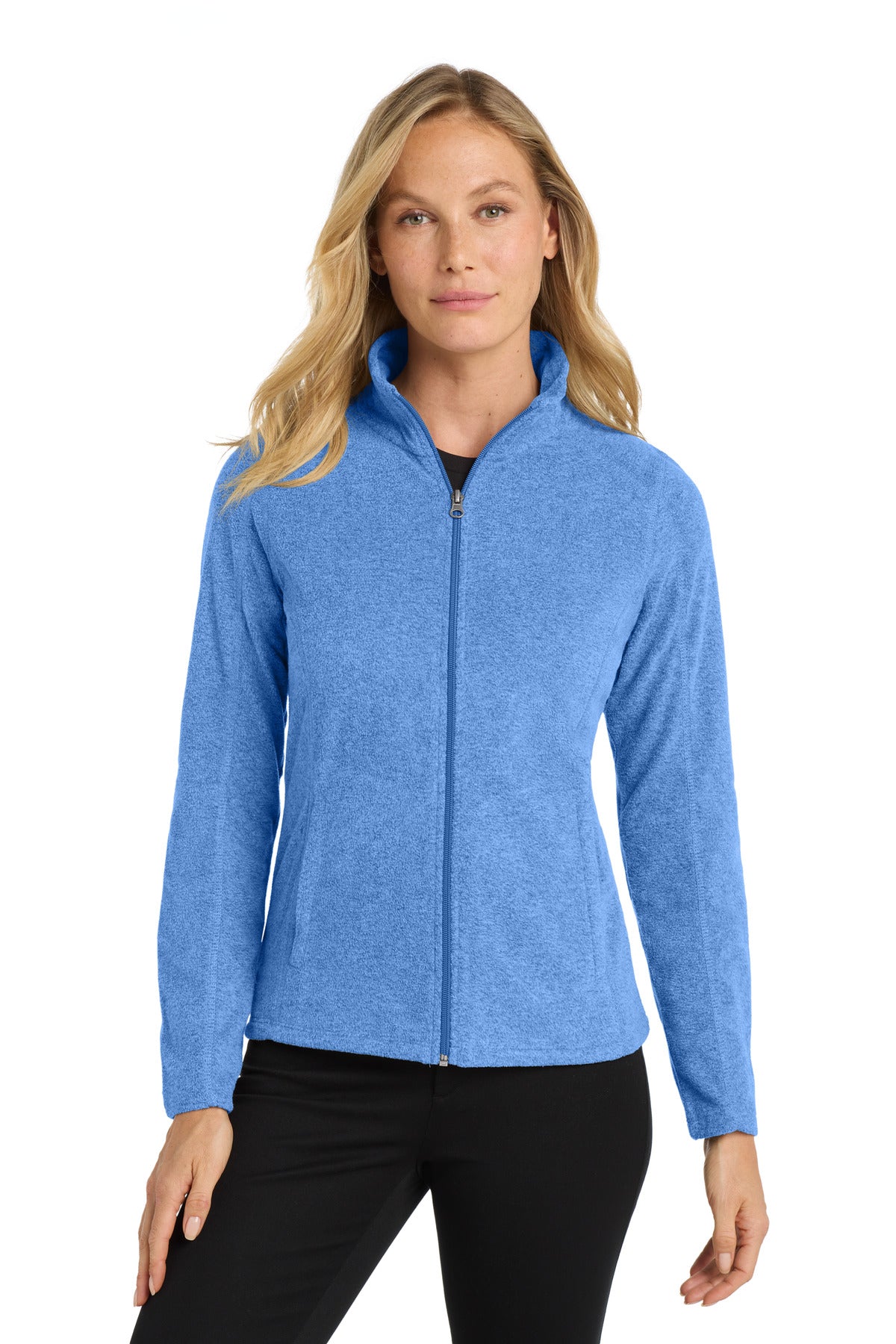 Custom logo Port Authority® Women's Heather Microfleece Full-Zip Jacket. L235 in Light Royal Heather