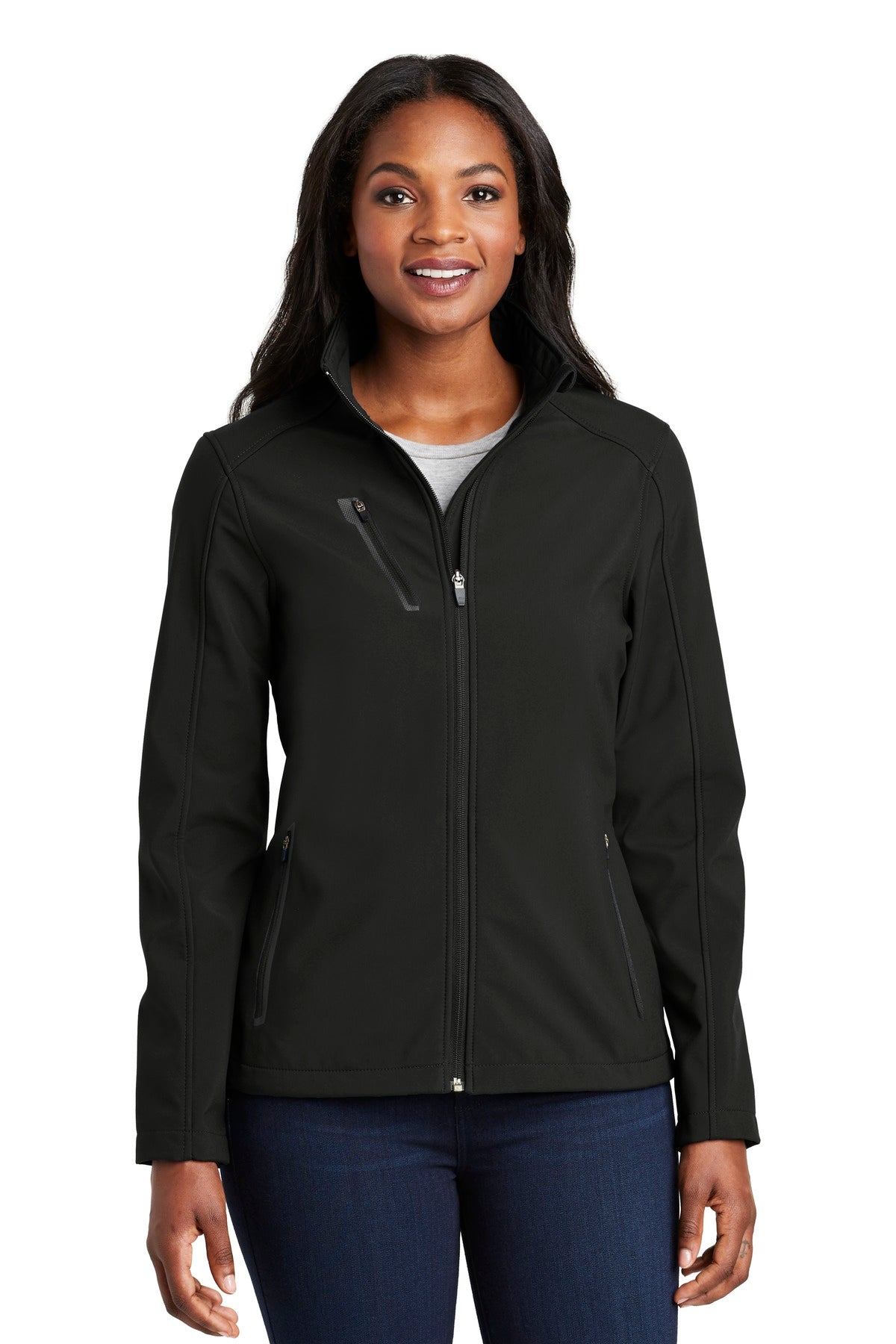 Custom logo Port Authority® Women's Welded Soft Shell Jacket. L324 in Black