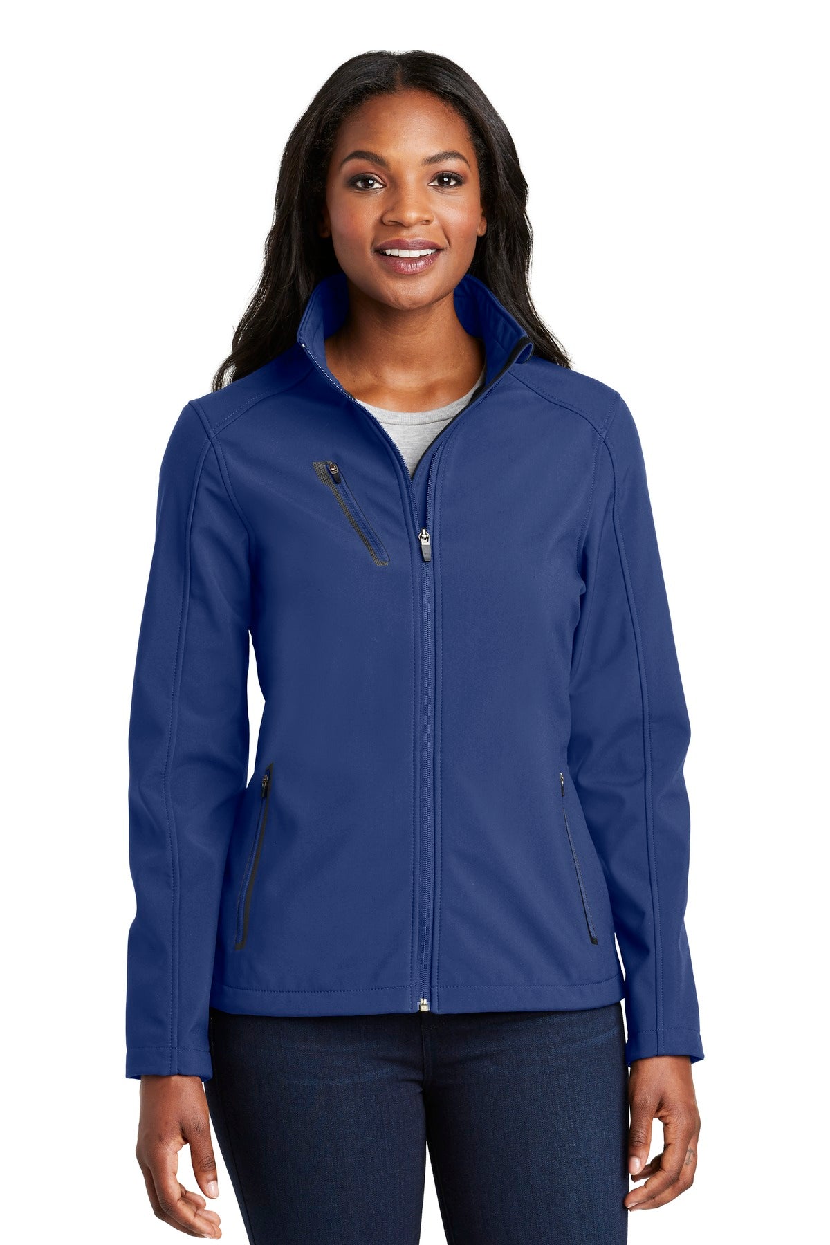 Custom logo Port Authority® Women's Welded Soft Shell Jacket. L324 in Estate Blue