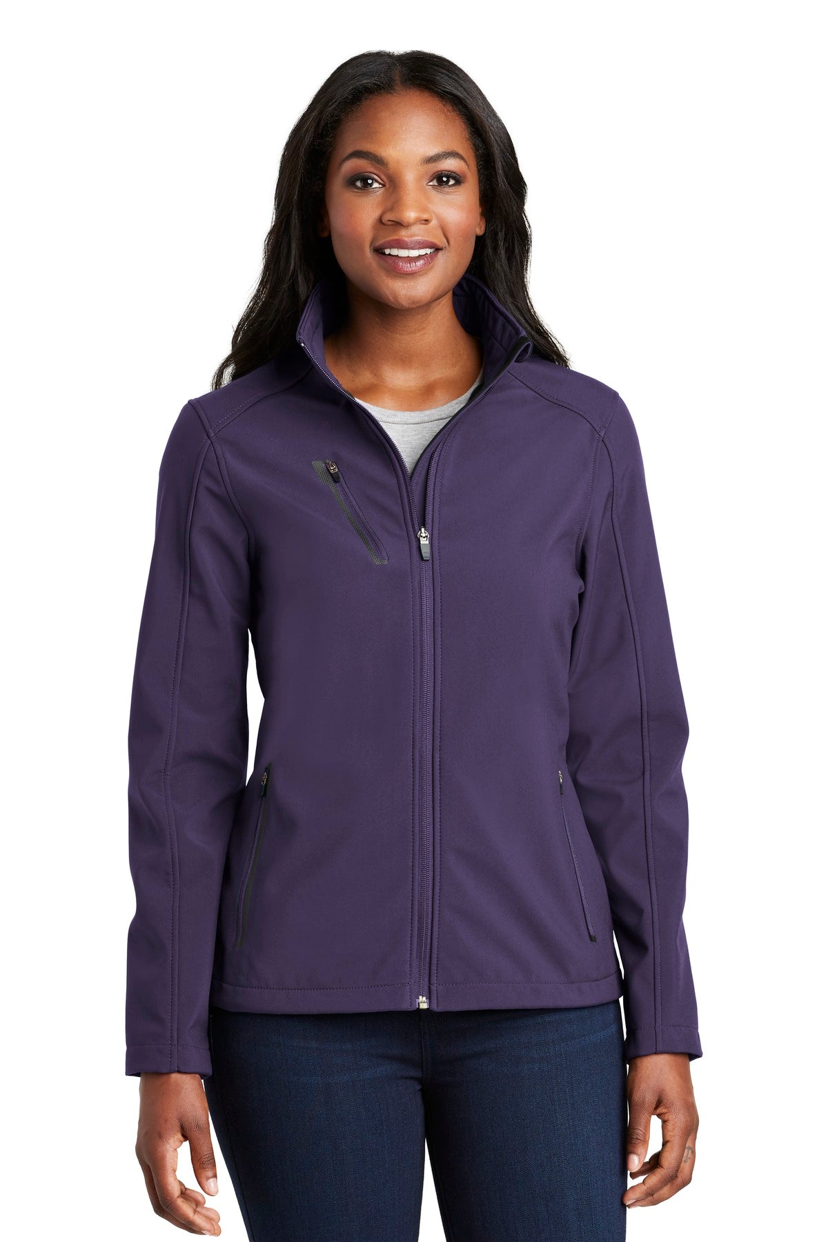 Custom logo Port Authority® Women's Welded Soft Shell Jacket. L324 in Posh Purple