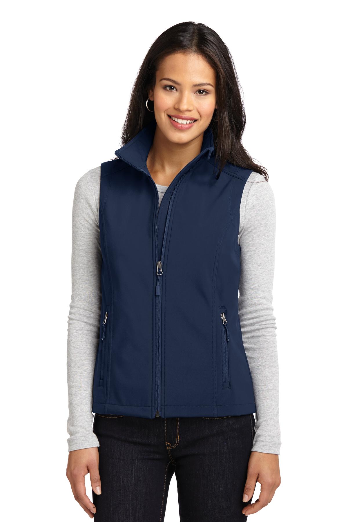 Custom logo Port Authority® Women's Core Soft Shell Vest. L325 in Dress Blue Navy