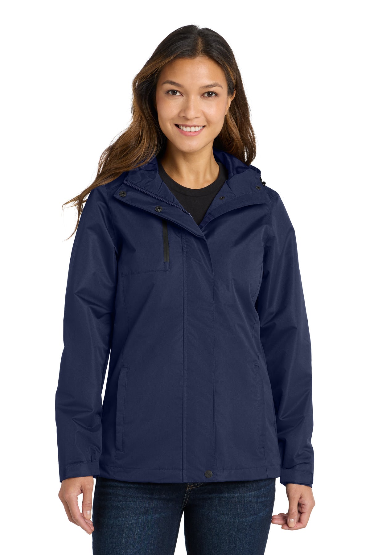 Custom logo Port Authority® Women's All-Conditions Jacket. L331 in True Navy