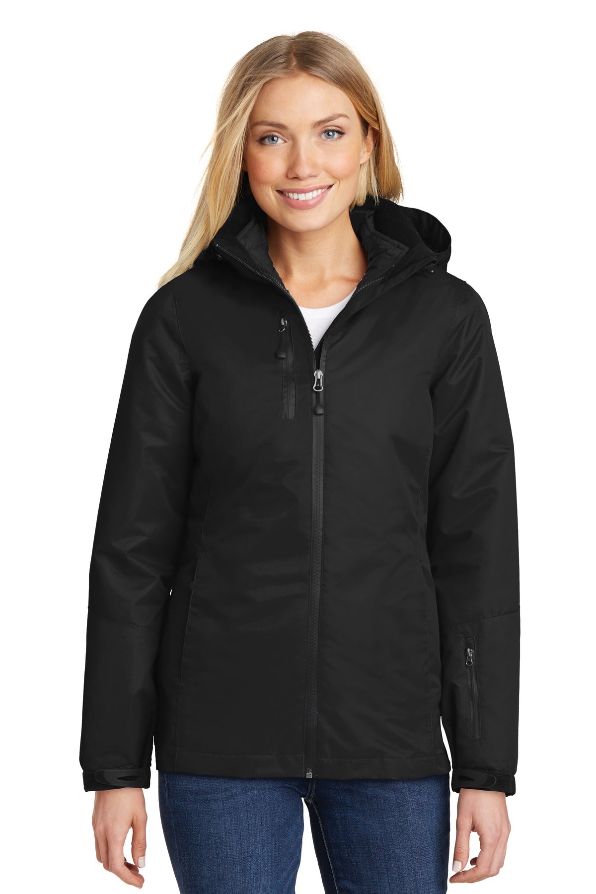 Custom logo Port Authority® Women's Vortex Waterproof 3-in-1 Jacket. L332 in Black/ Black