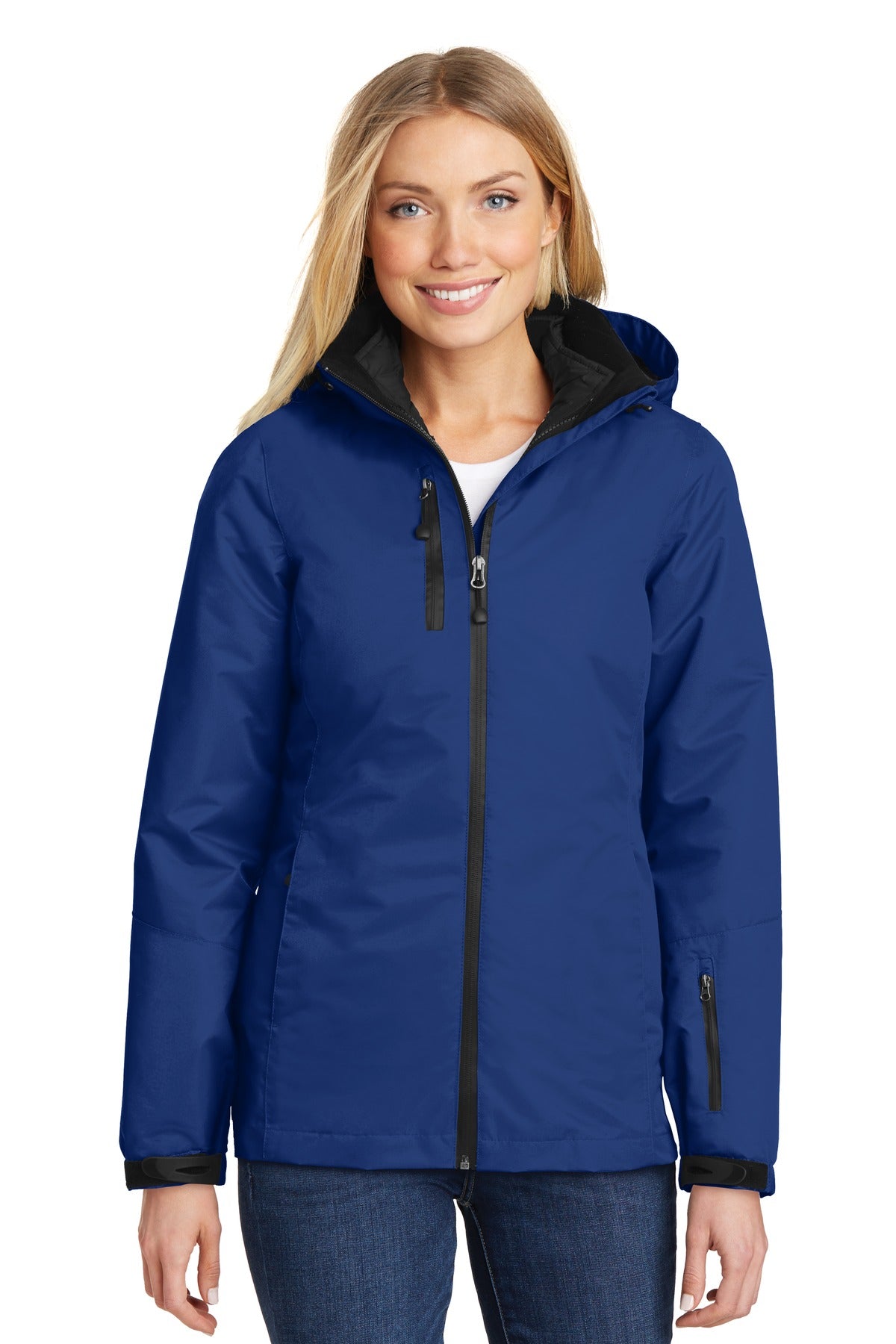 Custom logo Port Authority® Women's Vortex Waterproof 3-in-1 Jacket. L332 in Night Sky Blue/ Black