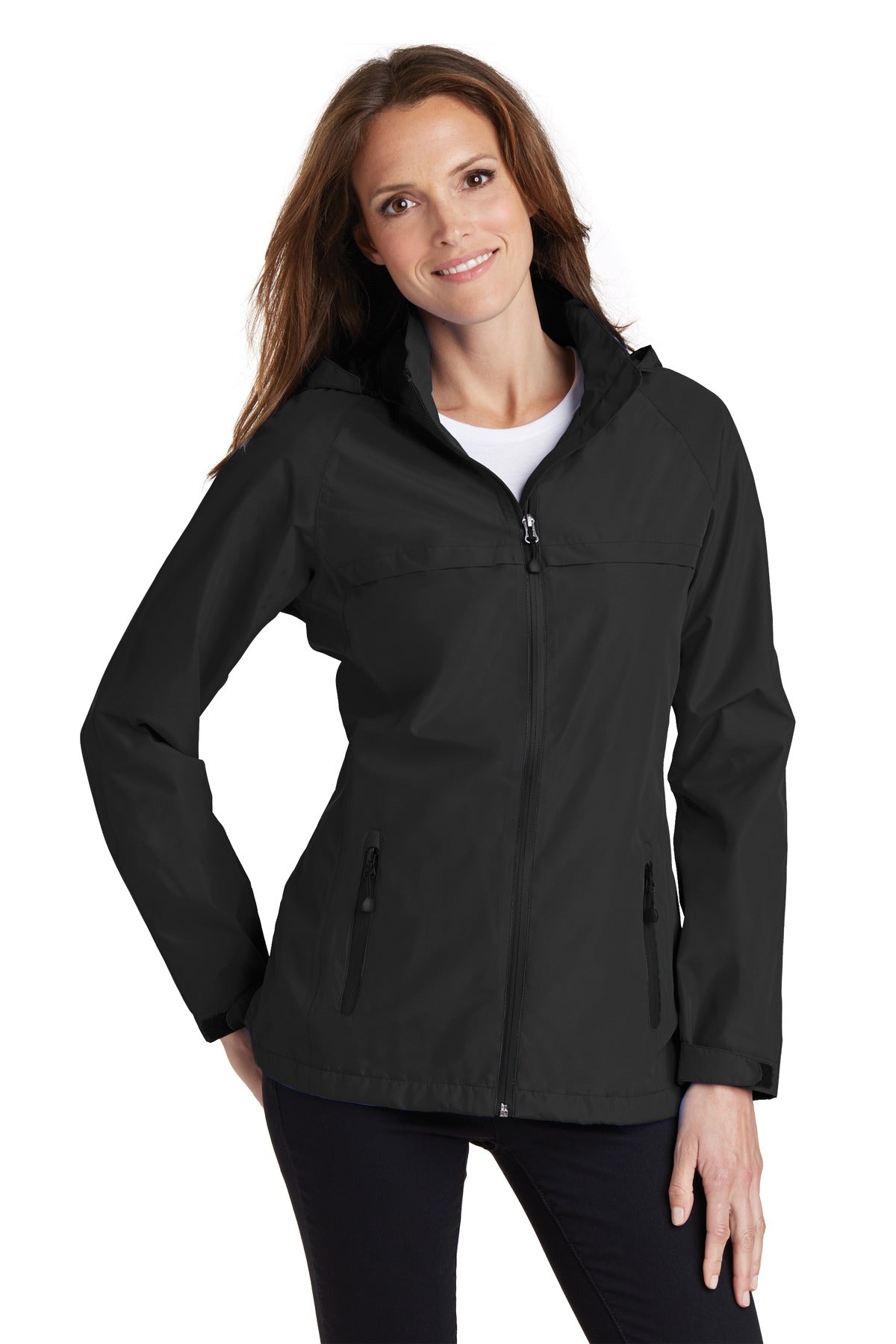 Custom logo Port Authority® Women's Torrent Waterproof Jacket. L333 in Black