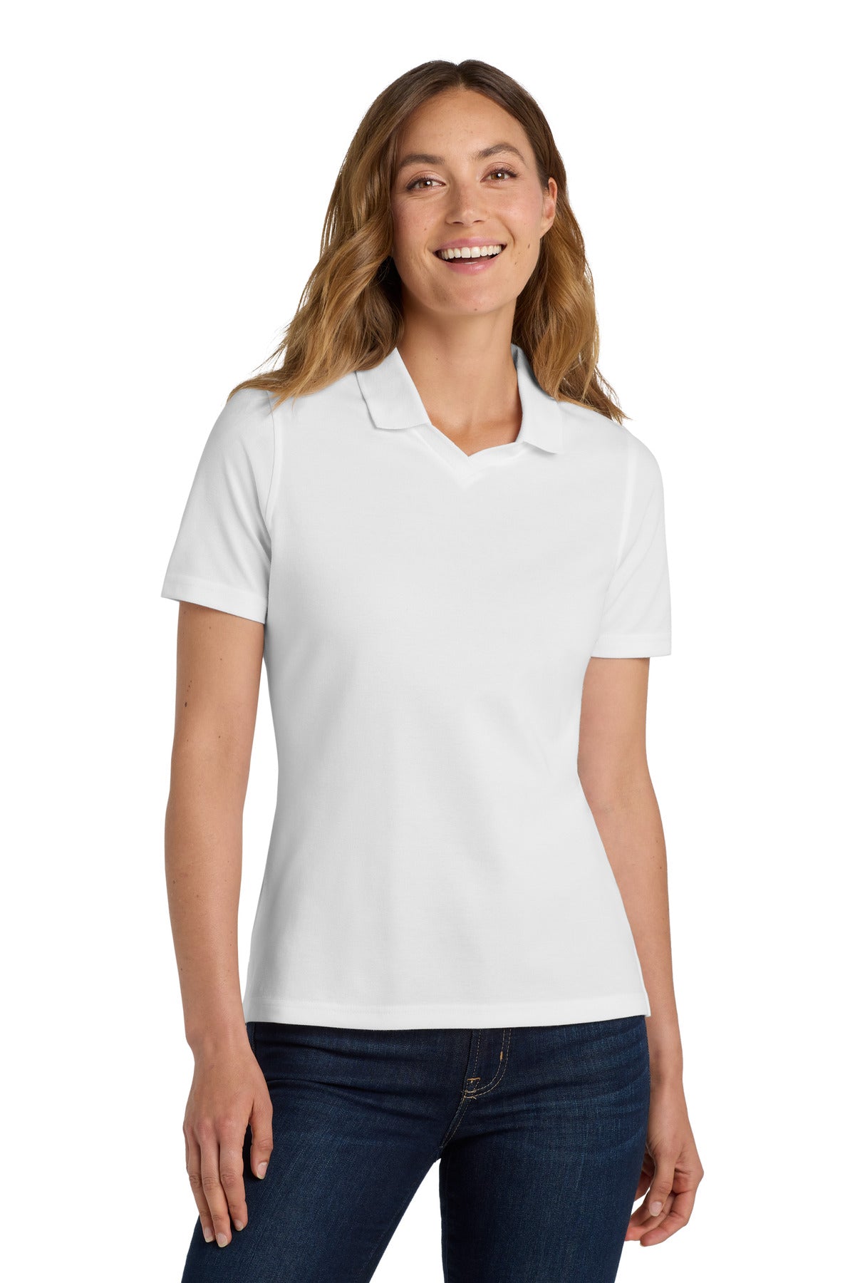 Custom logo Port Authority® Women's Rapid Dry™ Polo.  L455 in White