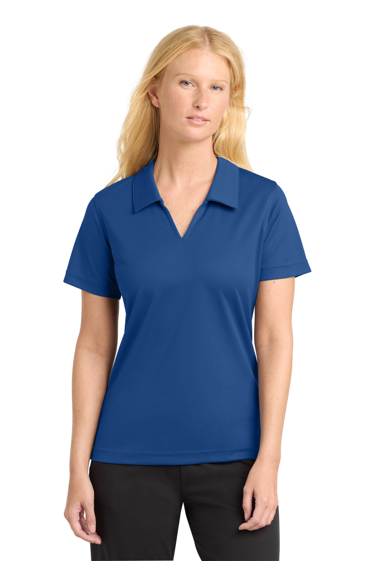 Custom logo Sport-Tek® Women's Dri-Mesh® V-Neck Polo.  L469 in Royal