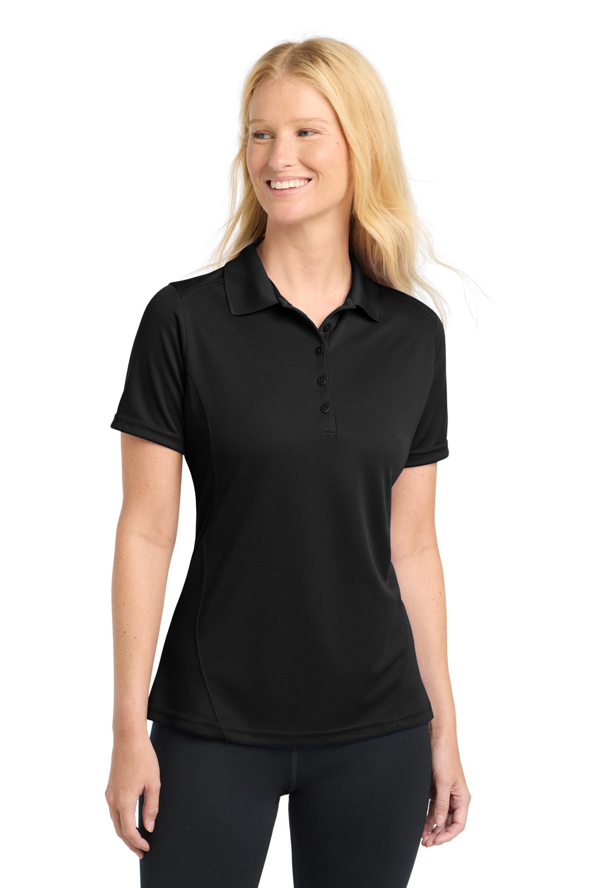 Custom logo Sport-Tek® Women's Dry Zone® Raglan Accent Polo. L475 in Black
