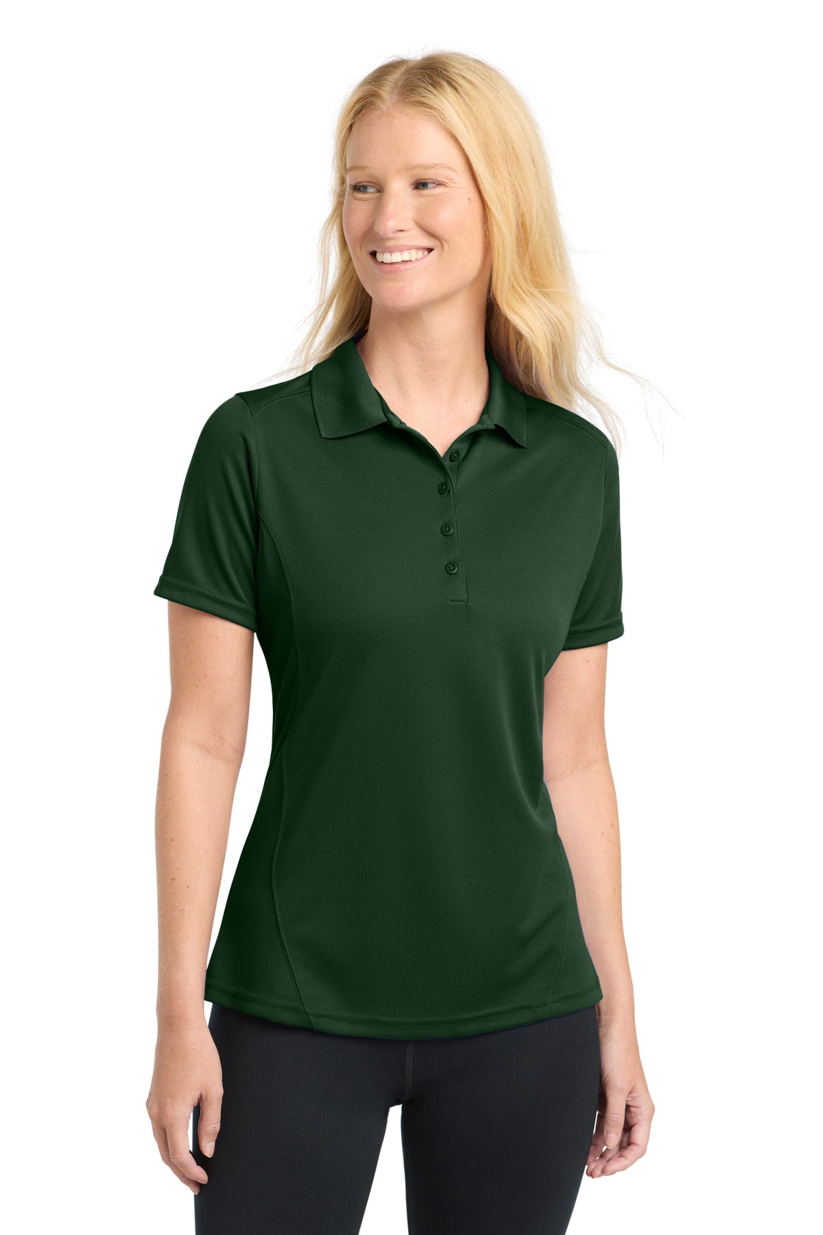 Custom logo Sport-Tek® Women's Dry Zone® Raglan Accent Polo. L475 in Forest Green