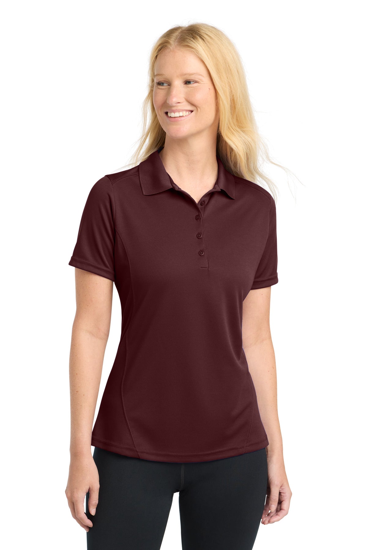 Custom logo Sport-Tek® Women's Dry Zone® Raglan Accent Polo. L475 in Maroon