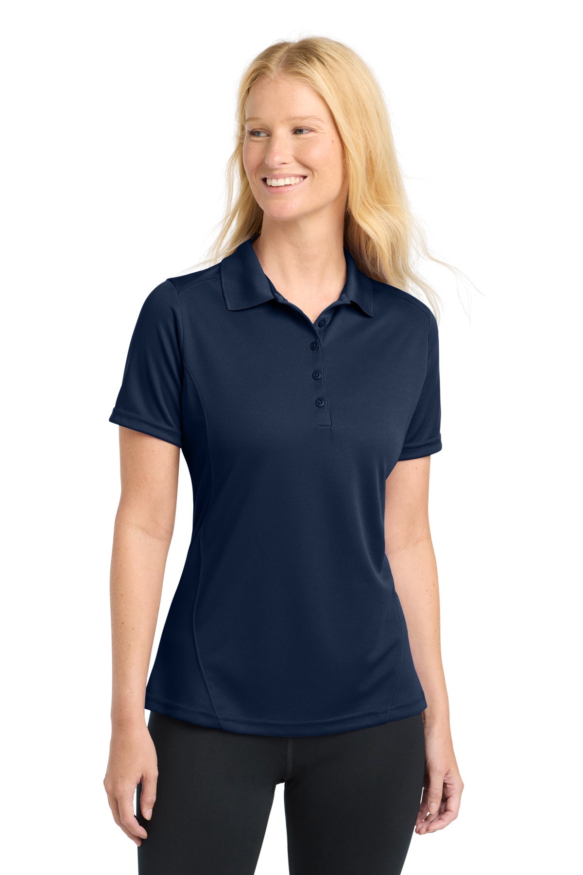 Custom logo Sport-Tek® Women's Dry Zone® Raglan Accent Polo. L475 in True Navy