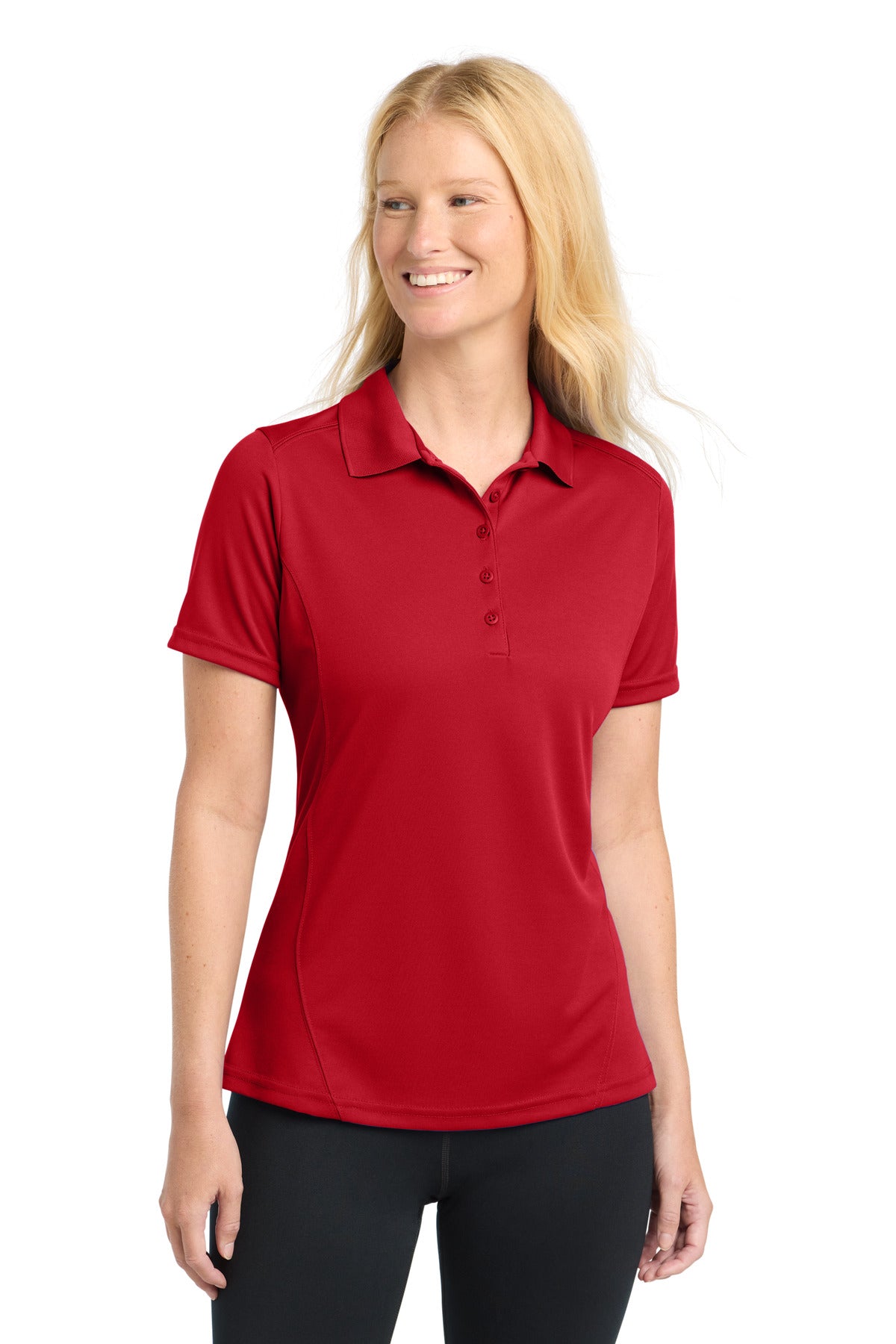 Custom logo Sport-Tek® Women's Dry Zone® Raglan Accent Polo. L475 in True Red
