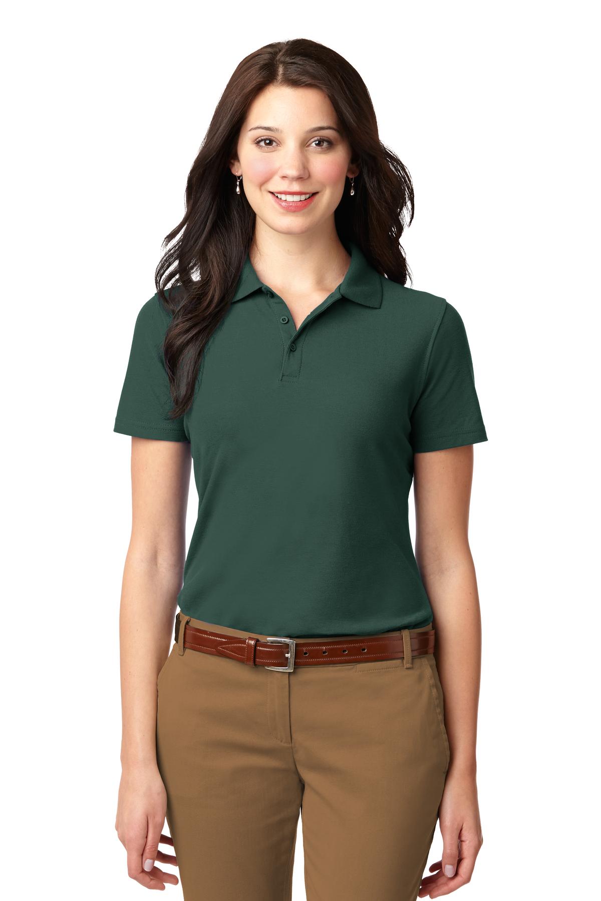 Custom logo Port Authority® Women's Stain-Resistant Polo. L510 in Dark Green